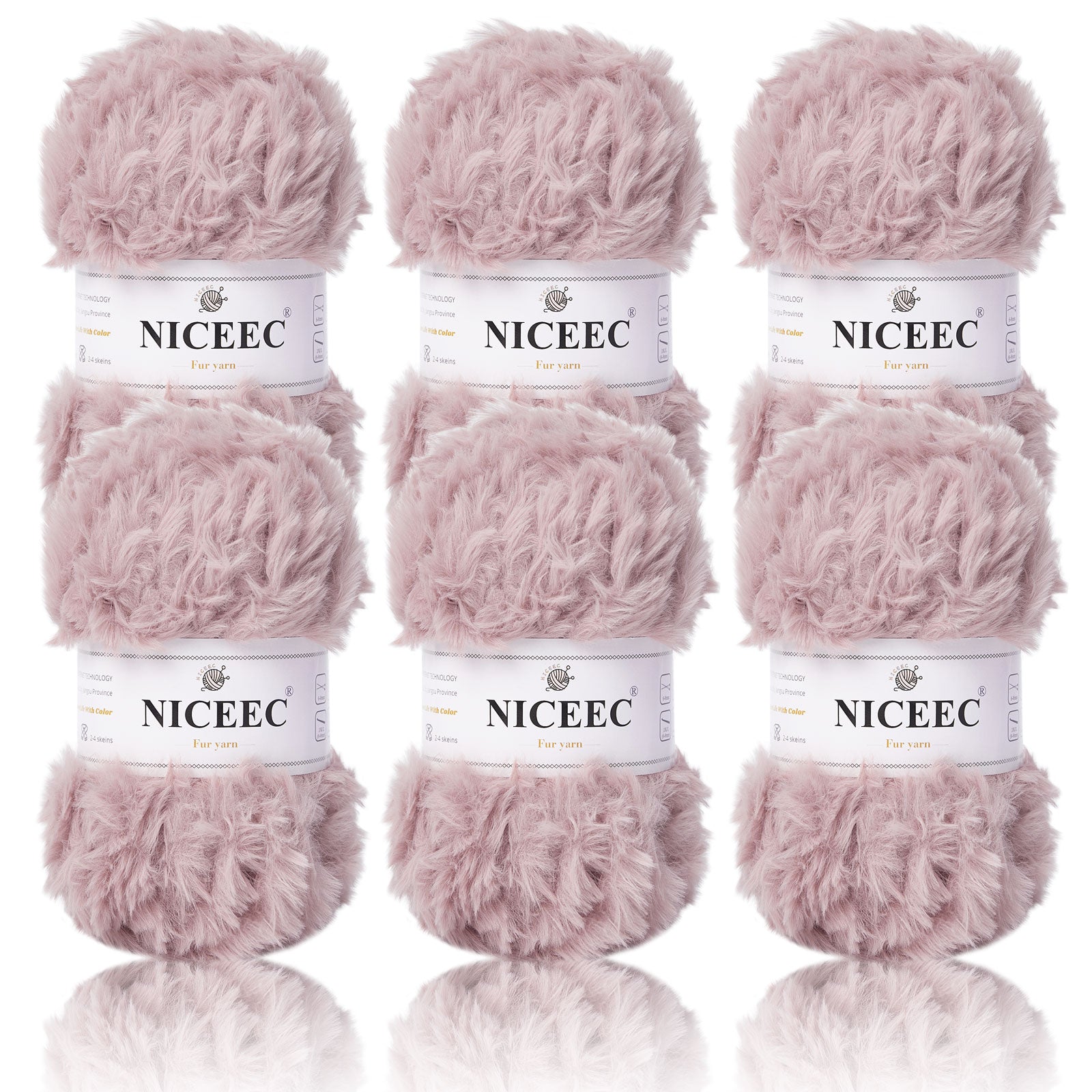 NICEEC - 2 madejas de hilo de pelo sintético supersuave, grueso y esponjoso, para tejer a crochet - Longitud total: 2 x 32 m (2 x 35 yardas, 50 g x 2) 