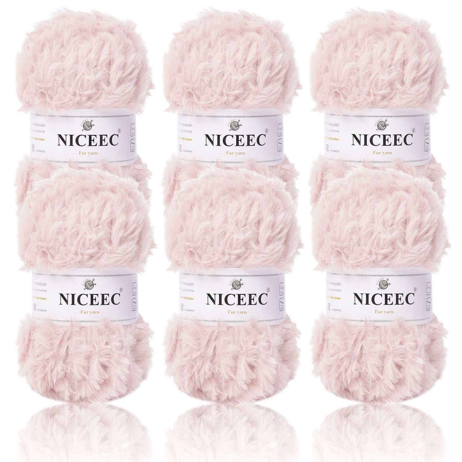 NICEEC - 2 madejas de hilo de pelo sintético supersuave, grueso y esponjoso, para tejer a crochet - Longitud total: 2 x 32 m (2 x 35 yardas, 50 g x 2) 