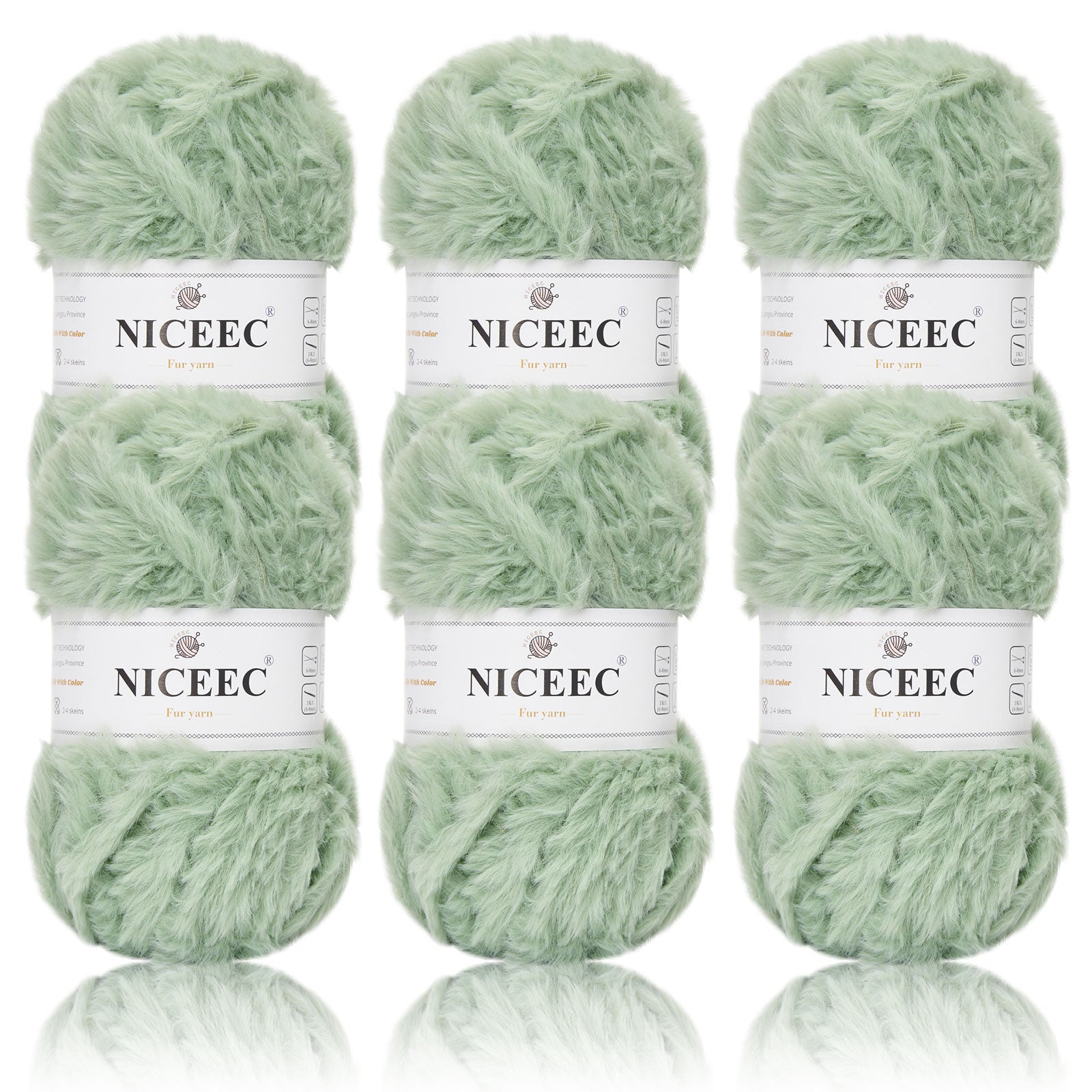 NICEEC - 2 madejas de hilo de pelo sintético supersuave, grueso y esponjoso, para tejer a crochet - Longitud total: 2 x 32 m (2 x 35 yardas, 50 g x 2) 
