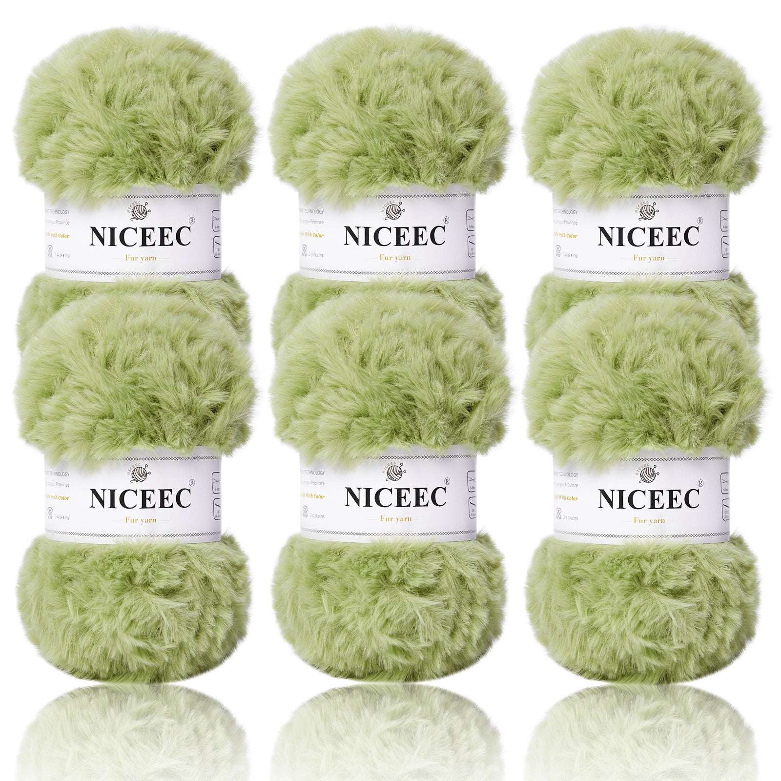 NICEEC - 2 madejas de hilo de pelo sintético supersuave, grueso y esponjoso, para tejer a crochet - Longitud total: 2 x 32 m (2 x 35 yardas, 50 g x 2) 