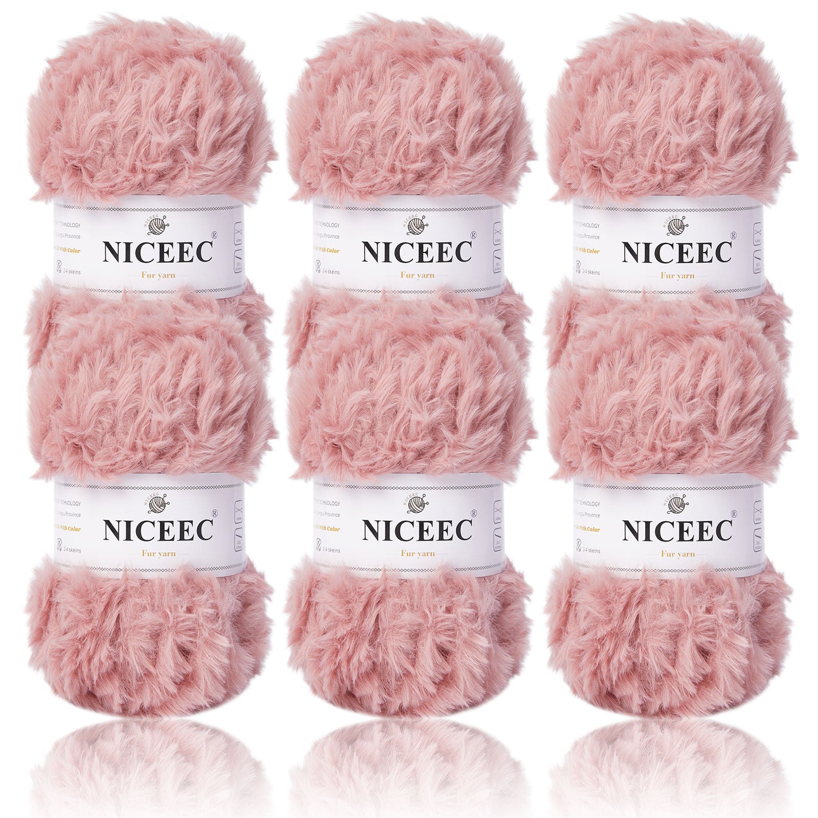 NICEEC - 2 madejas de hilo de pelo sintético supersuave, grueso y esponjoso, para tejer a crochet - Longitud total: 2 x 32 m (2 x 35 yardas, 50 g x 2) 