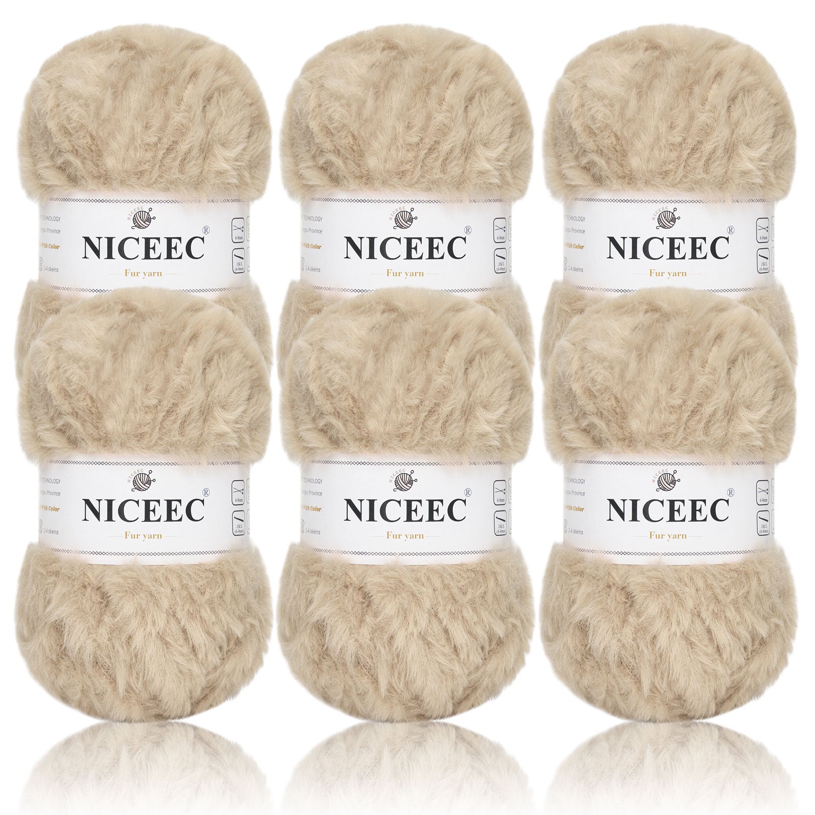 NICEEC - 2 madejas de hilo de pelo sintético supersuave, grueso y esponjoso, para tejer a crochet - Longitud total: 2 x 32 m (2 x 35 yardas, 50 g x 2) 