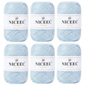 NICEEC - 6 madejas de hilo de cinta suave para crochet, papel artesanal, rafia fácil de crochet, cinta para manualidades y envoltura de regalos (longitud total: 1,76 oz × 6/109 yds × 6 - caqui) 