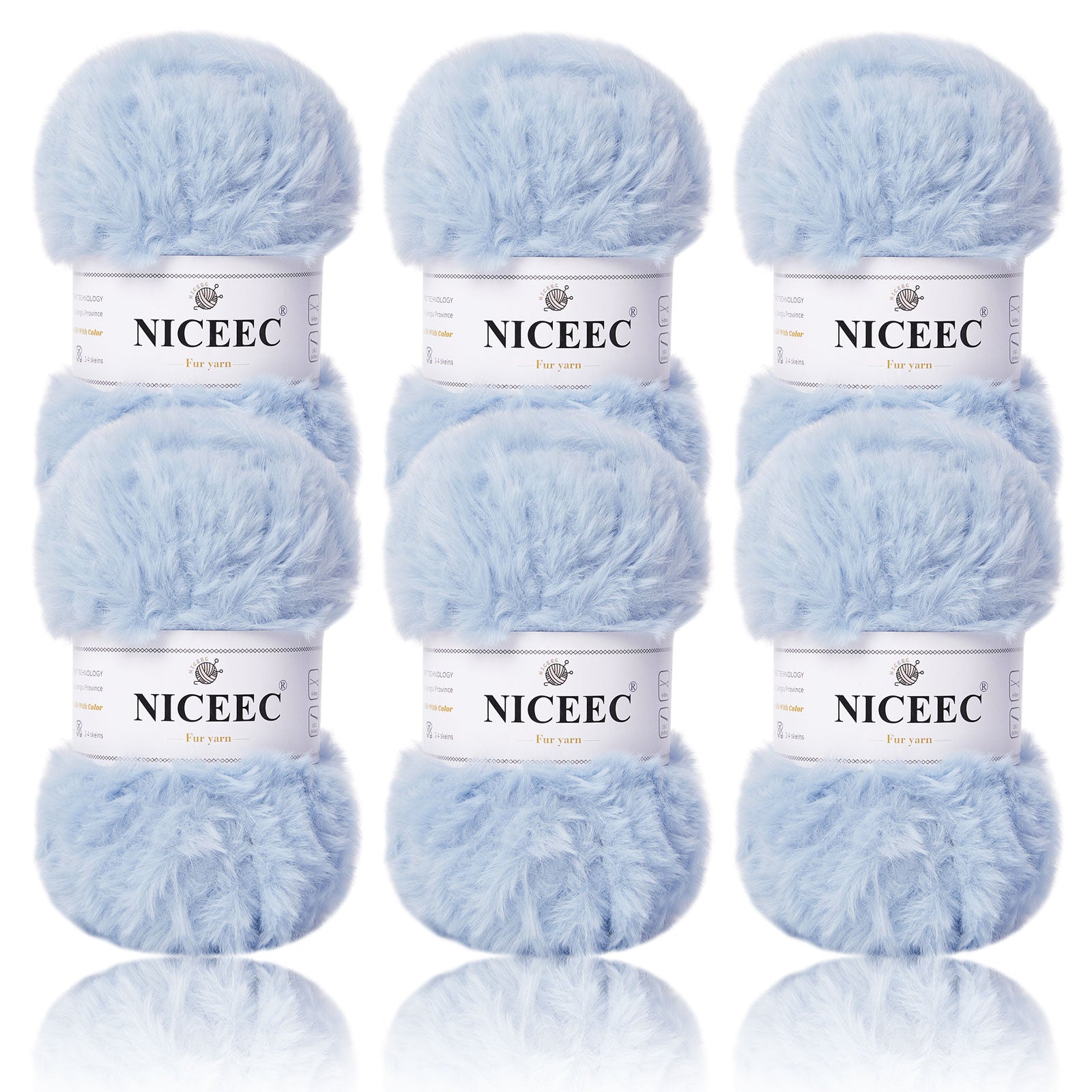 NICEEC - 2 madejas de hilo de pelo sintético supersuave, grueso y esponjoso, para tejer a crochet - Longitud total: 2 x 32 m (2 x 35 yardas, 50 g x 2) 