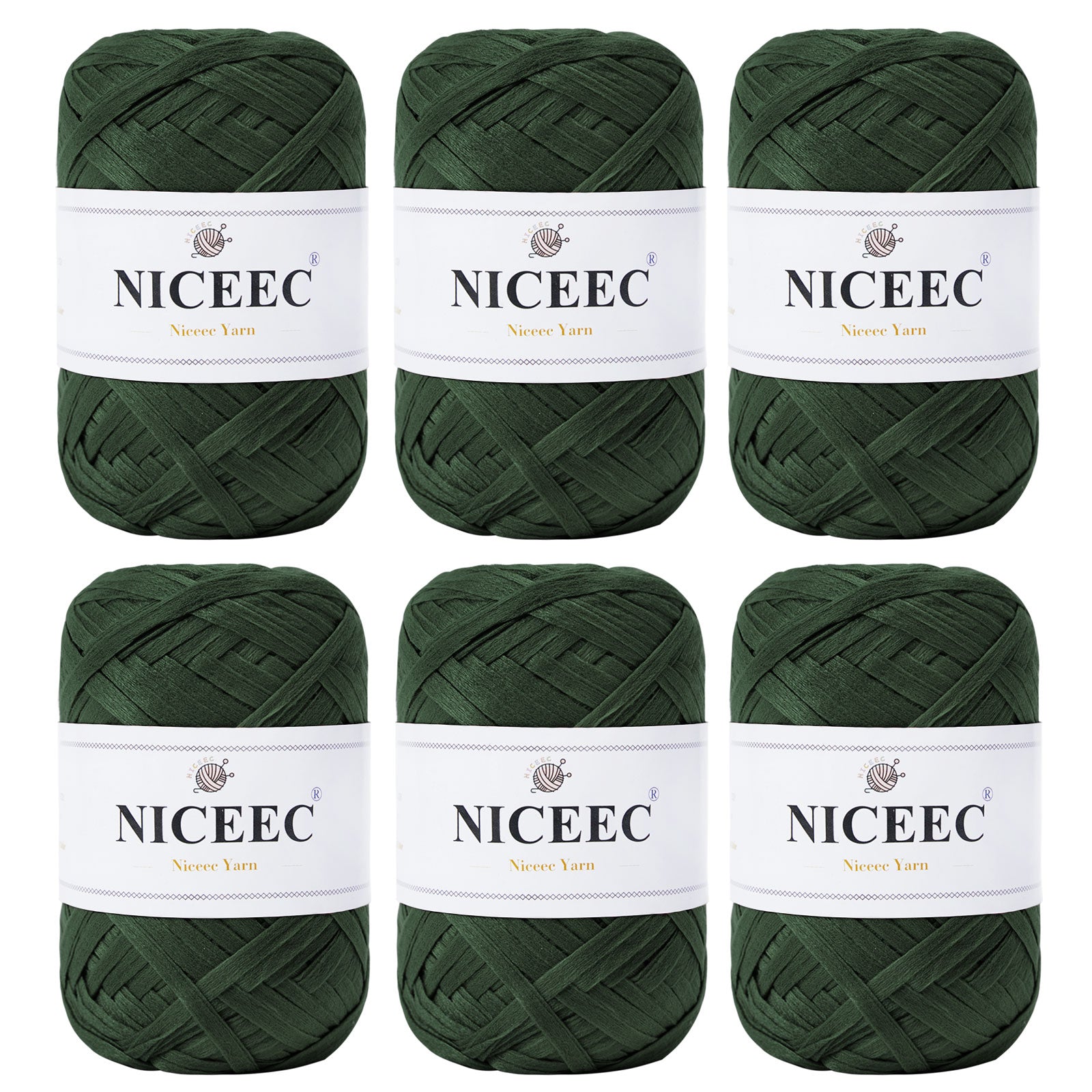 NICEEC - 6 madejas de hilo de cinta suave para crochet, papel artesanal, rafia fácil de crochet, cinta para manualidades y envoltura de regalos (longitud total: 1,76 oz × 6/109 yds × 6 - caqui) 