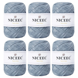 NICEEC 6 Skeins Soft Tape Yarn for Crocheting Craft Paper Yarn Easy Crochet Raffia Yarn Ribbon Yarn for DIY Craft Gift Wrapping Total Length 1.76oz×6/109yds×6-Khaki
