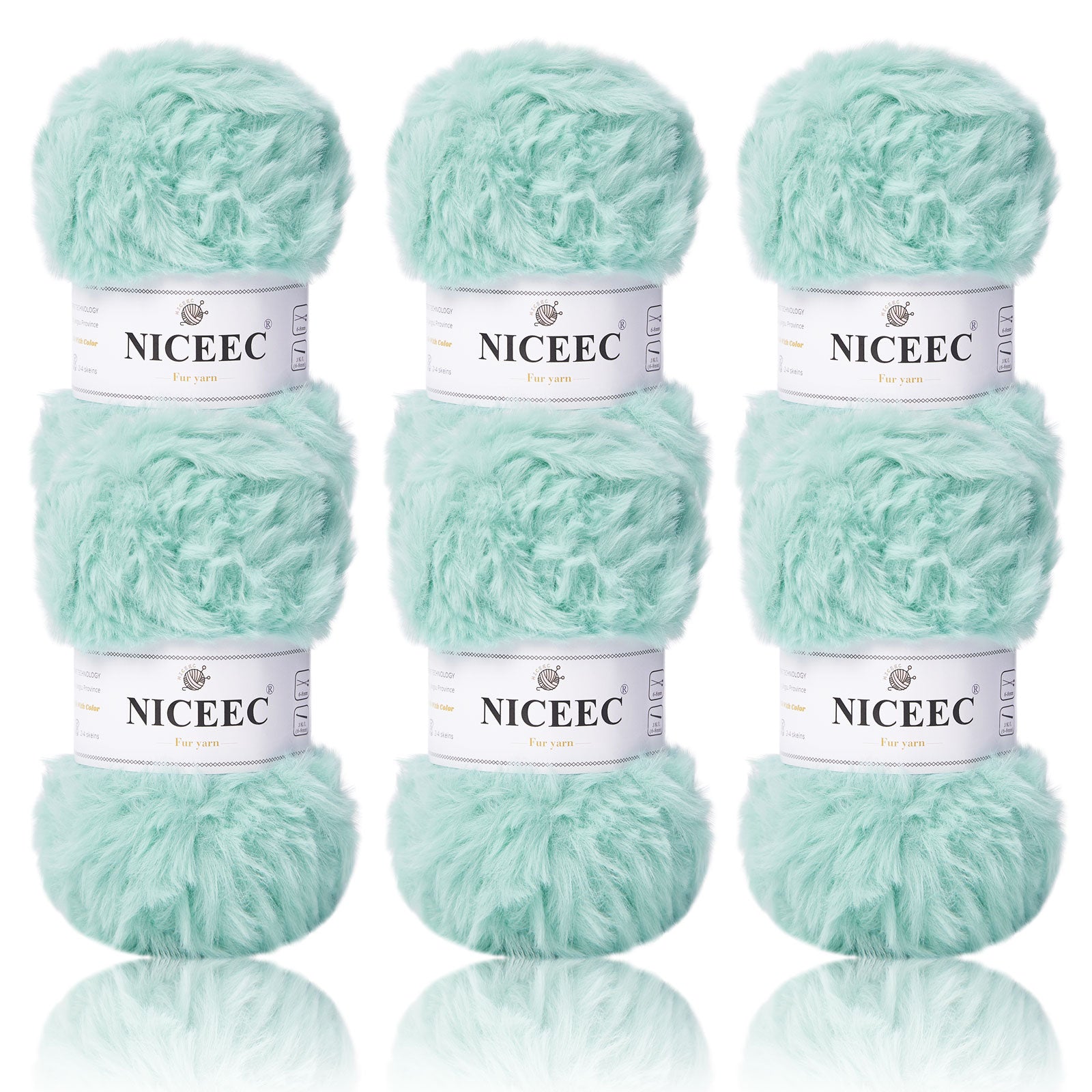 NICEEC - 2 madejas de hilo de pelo sintético supersuave, grueso y esponjoso, para tejer a crochet - Longitud total: 2 x 32 m (2 x 35 yardas, 50 g x 2) 