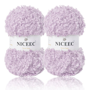 NICEEC 2 Skeins Teddy Fur Yarn Super Soft Yarn Chunky Fluffy Faux Fur Yarn Fuzzy Yarn Eyelash Yarn for Crochet Knit -Total Length 2×50m(2×55yds,3.53oz×2)