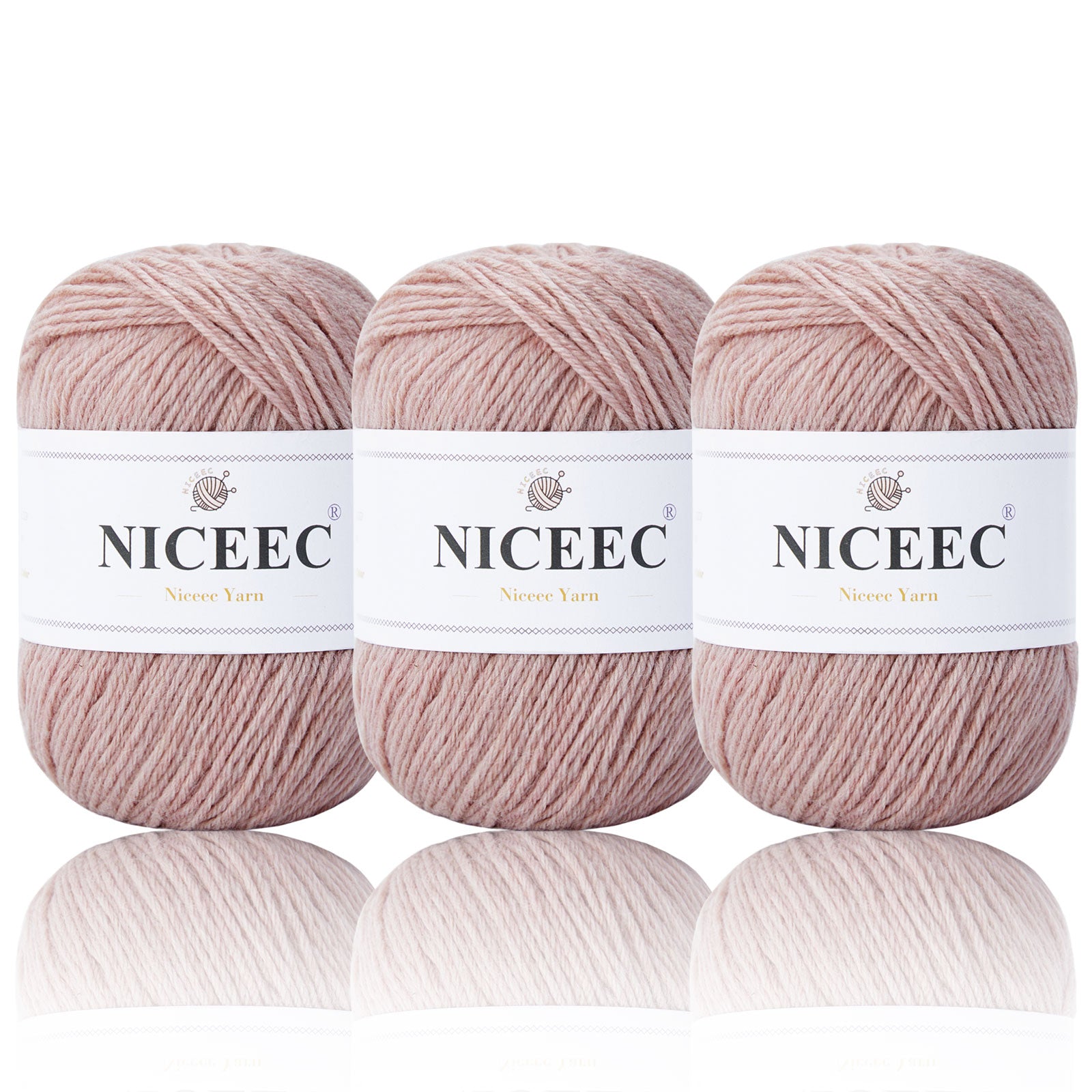 NICEEC 4 Skeins Soft Merino Wool Yarn - Soft & Warm, Finger Weight, Woolen Yarn for Crochet & Knitting