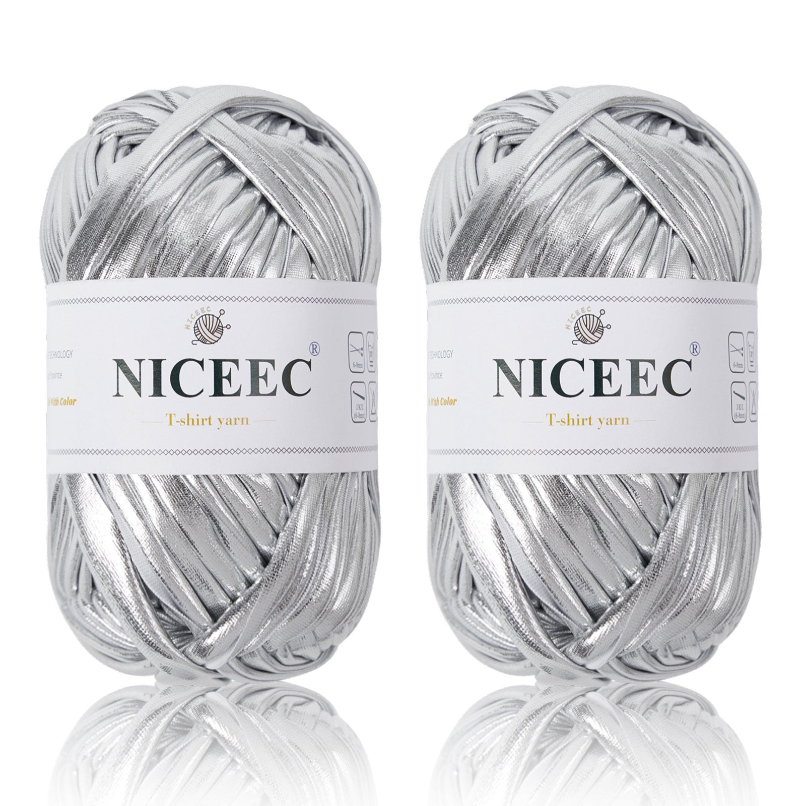 2 Skeins Fabric Cloth Yarn Metal T-Shirt Yarn for Crochet Knitting Soild Color Yarn for Hand DIY Craft Bag Basket Cushion-Totle Length 2×32yds