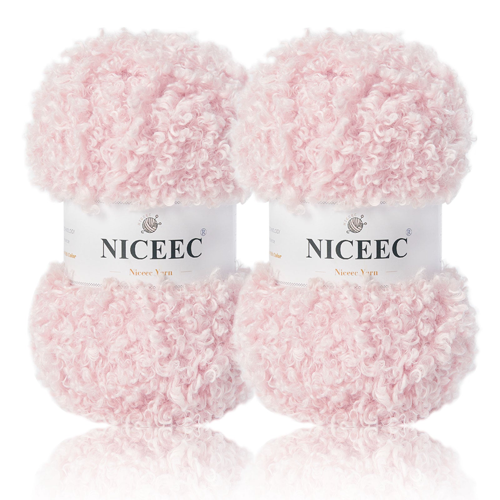 NICEEC - 2 madejas de hilo de peluche, súper suave, grueso y esponjoso, de piel sintética, con pestañas para tejer a crochet - Longitud total: 2 x 50 m (2 x 55 yardas, 3,53 oz x 2) 