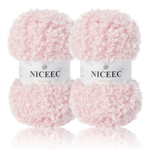 NICEEC 2 Skeins Teddy Fur Yarn Super Soft Yarn Chunky Fluffy Faux Fur Yarn Fuzzy Yarn Eyelash Yarn for Crochet Knit -Total Length 2×50m(2×55yds,3.53oz×2)