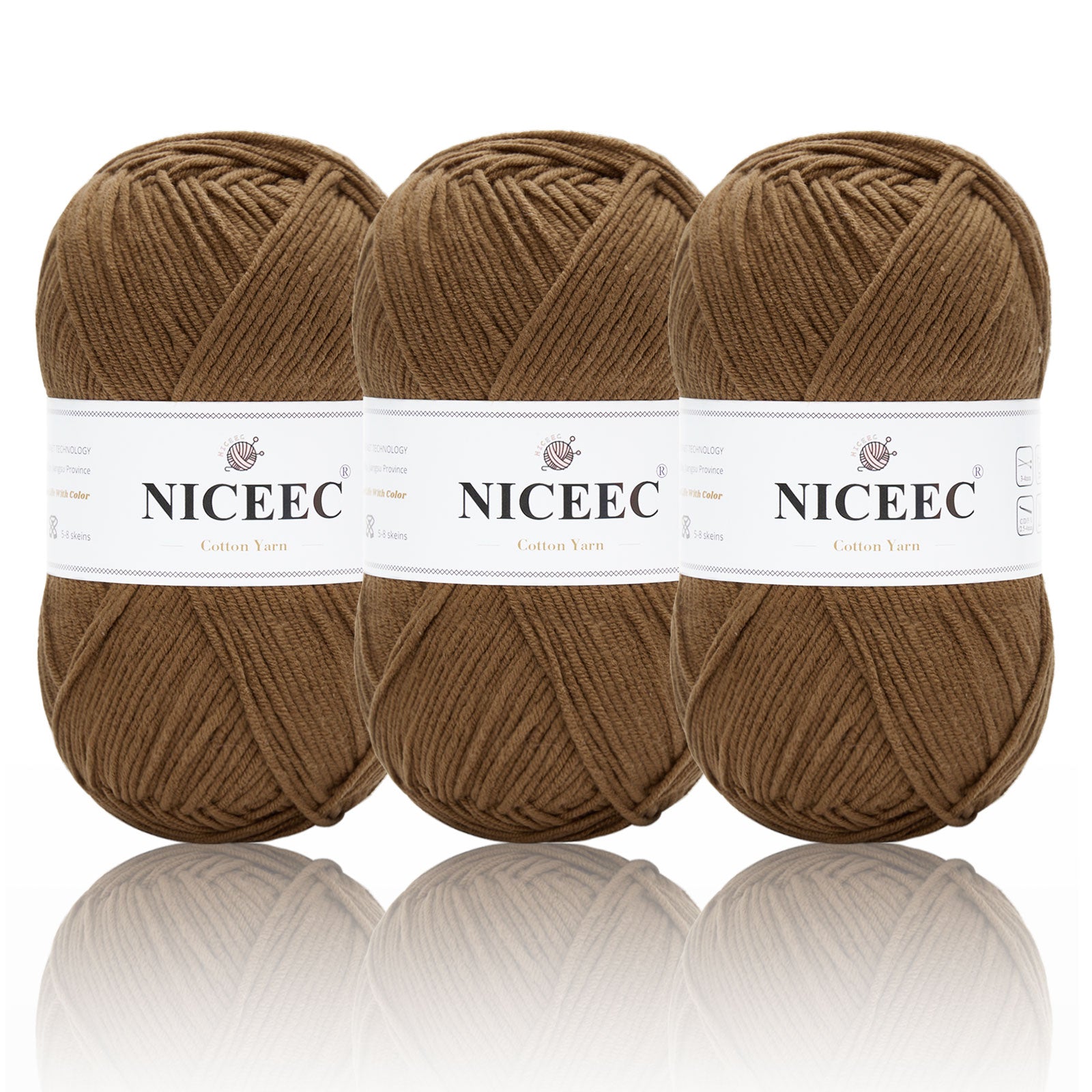 NICEEC - 3 madejas de hilo de algodón suave de 5 capas para bebé, ideal para tejer y crochet. Hilo de mezcla de algodón para bebé. Longitud total: 3 x 220 m (3 x 240 yardas, 100 g x 3). 