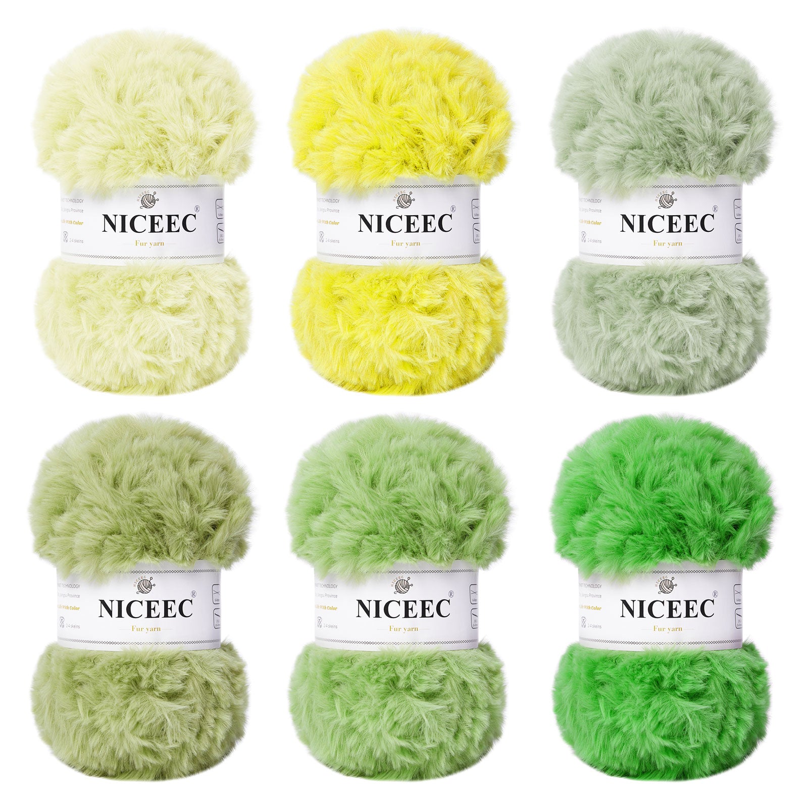 NICEEC - 2 madejas de hilo de pelo sintético supersuave, grueso y esponjoso, para tejer a crochet - Longitud total: 2 x 32 m (2 x 35 yardas, 50 g x 2) 