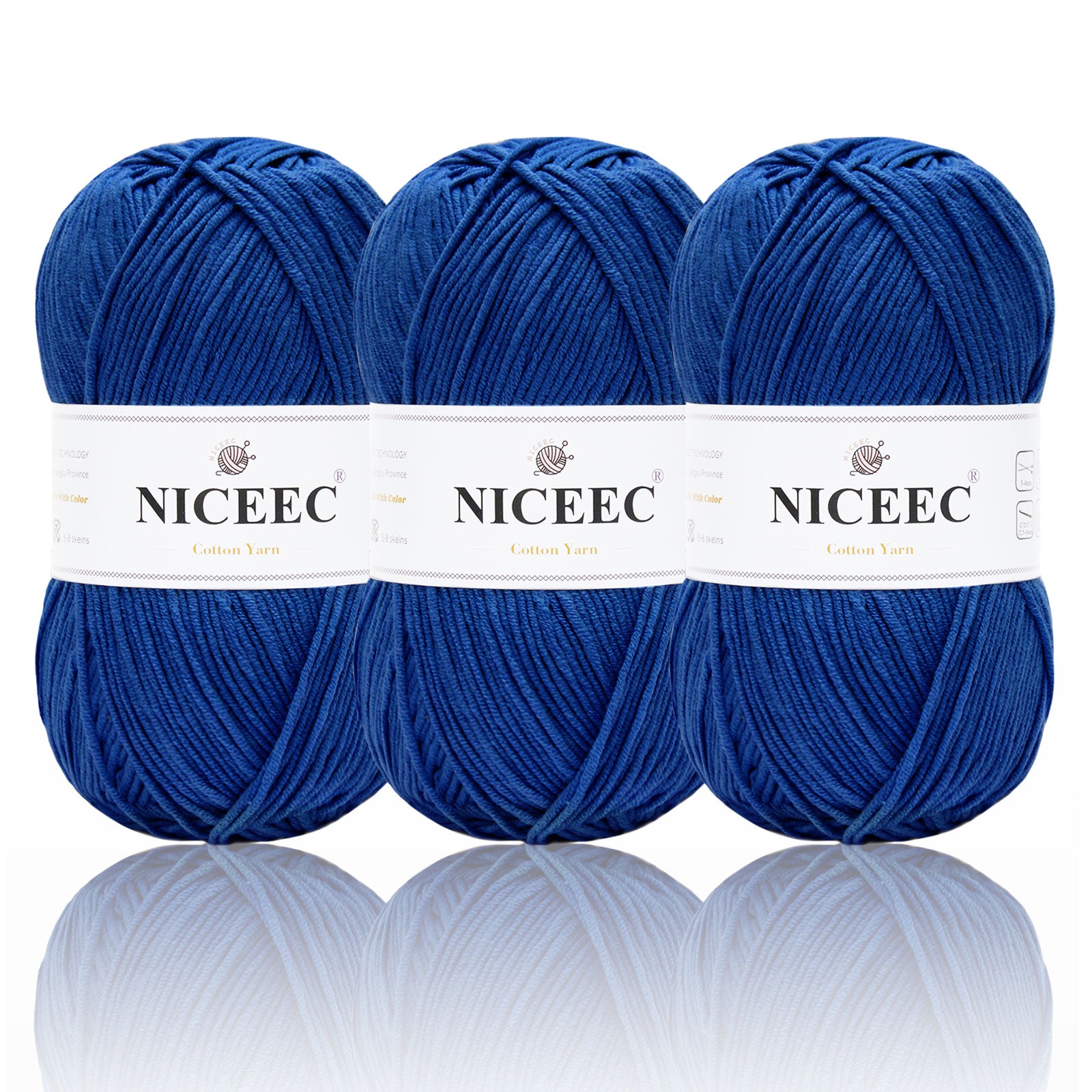 NICEEC - 3 madejas de hilo de algodón suave de 5 capas para bebé, ideal para tejer y crochet. Hilo de mezcla de algodón para bebé. Longitud total: 3 x 220 m (3 x 240 yardas, 100 g x 3). 