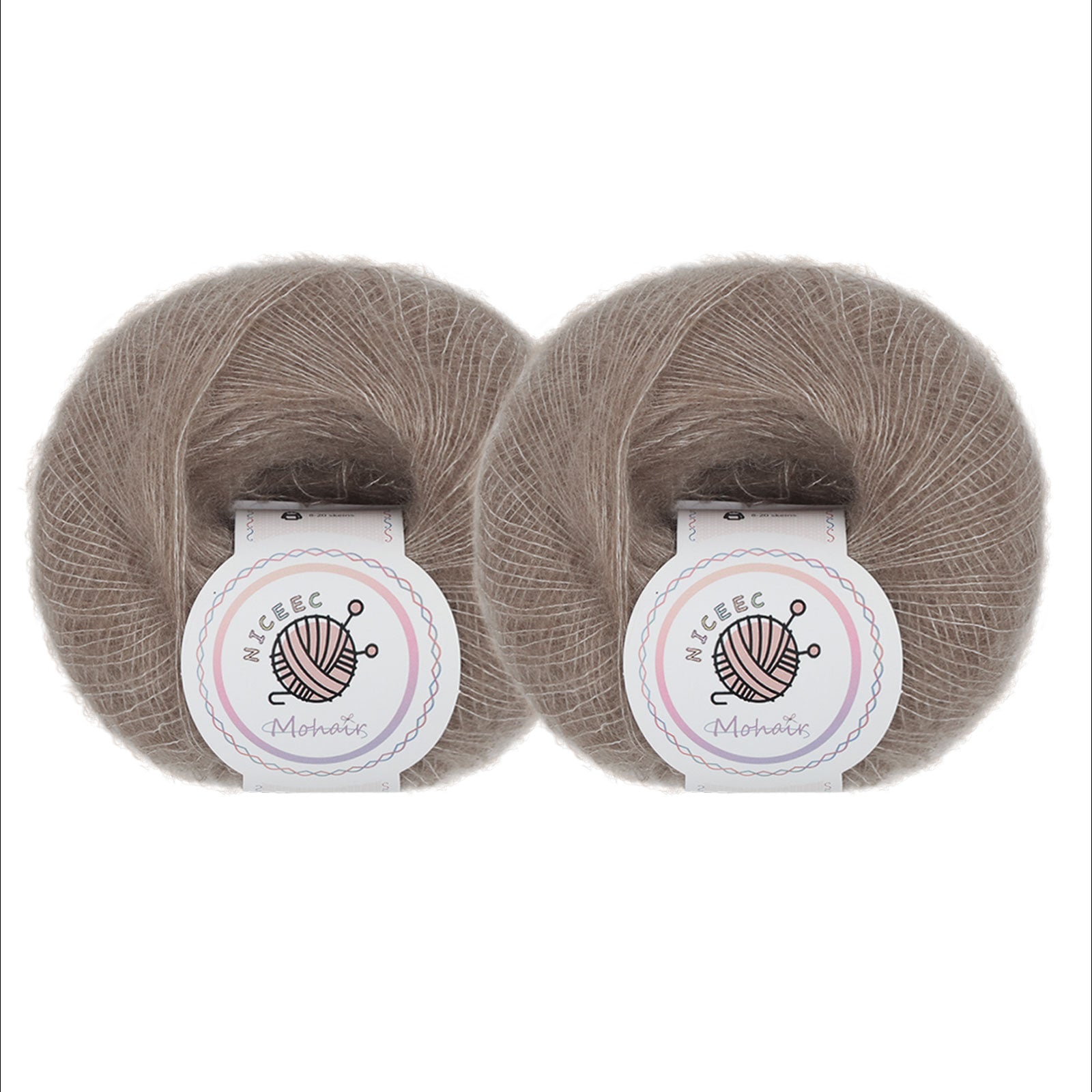 NICEEC 2 Skeins Soft Mohair Yarn, Fluffy & Fuzzy, Luxurious & Thin, Slik Wool Blend Yarn for Crochet & Knitting