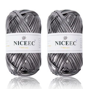 2 Skeins Fabric Cloth Yarn Metal T-Shirt Yarn for Crochet Knitting Soild Color Yarn for Hand DIY Craft Bag Basket Cushion-Totle Length 2×32yds