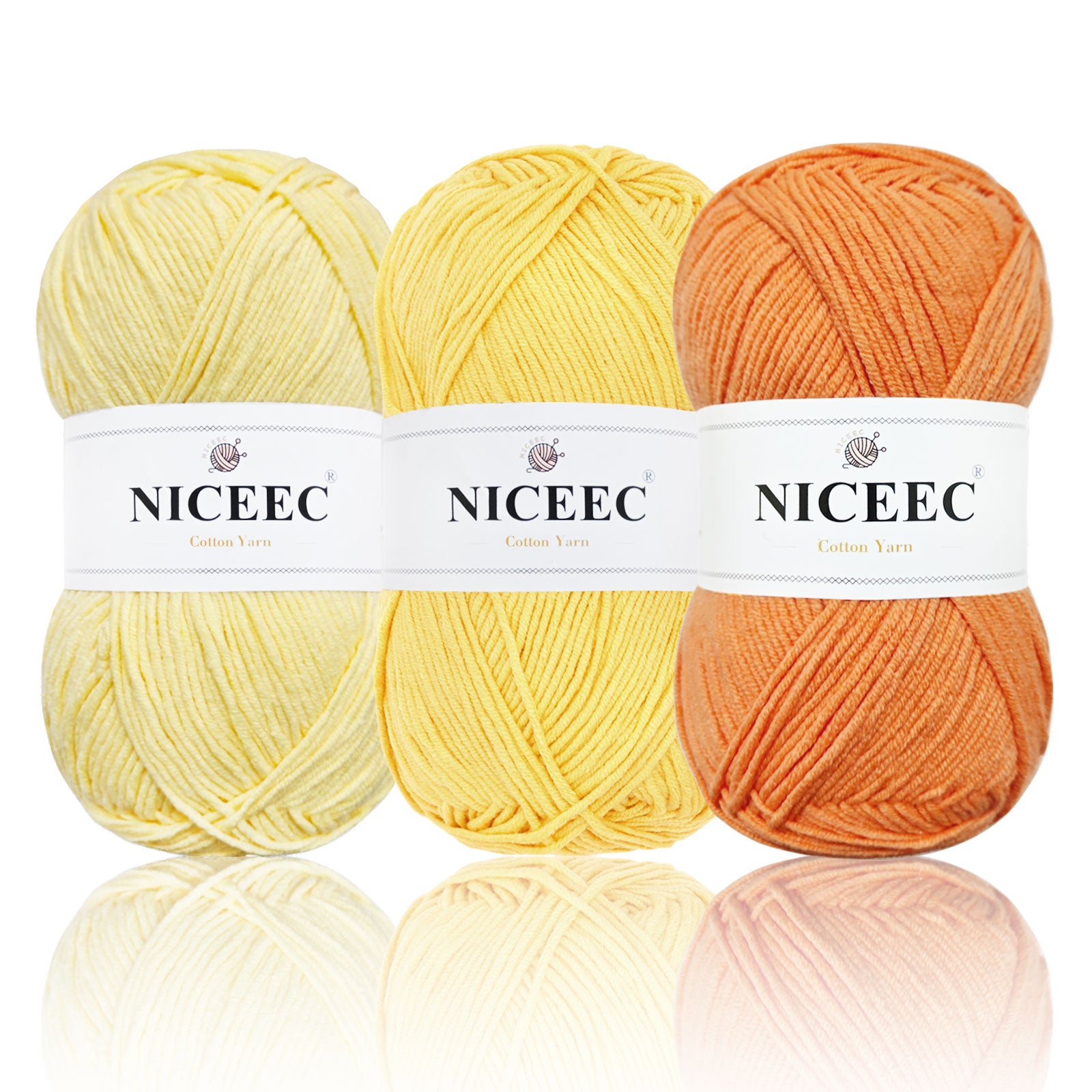 NICEEC - 3 madejas de hilo de algodón suave de 5 capas para bebé, ideal para tejer y crochet. Hilo de mezcla de algodón para bebé. Longitud total: 3 x 220 m (3 x 240 yardas, 100 g x 3). 