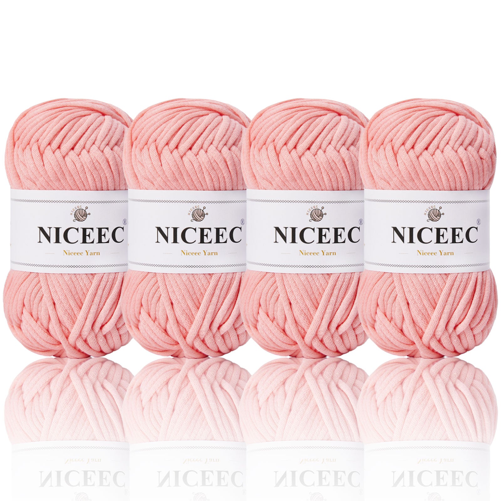 NICEEC 4 Skeins Crochet Yarn Soft Knitting Yarn for Beginners Cotton-Nylon Blend Yarn Easy-Use Yarn for Starters Crochet Kit Making Yarn for DIY Craft Total Length 4×55yds(4×1.76oz)