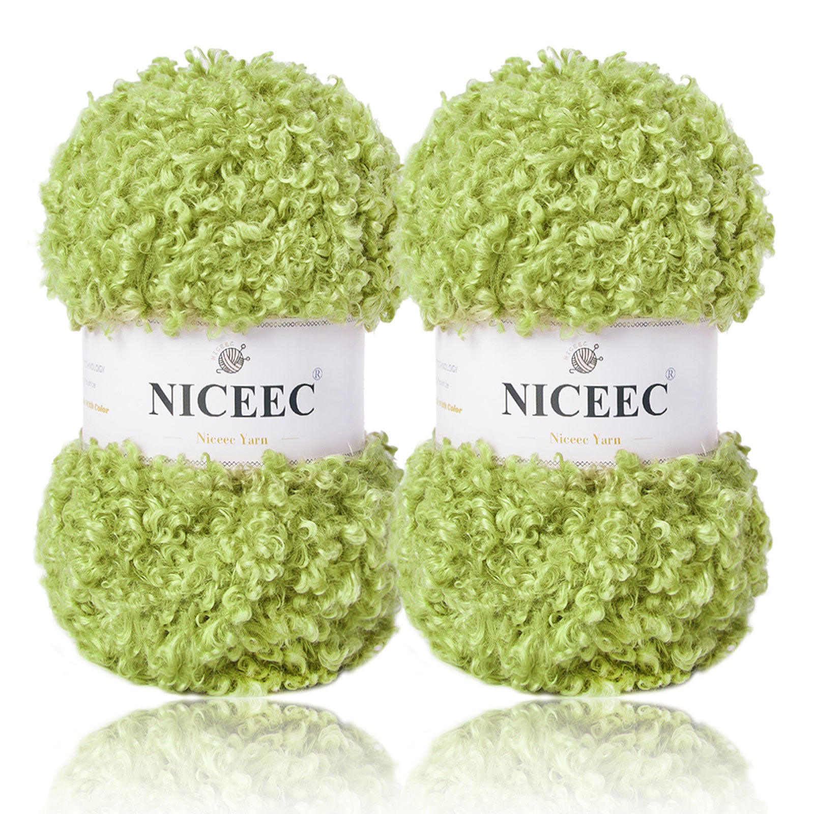 NICEEC - 2 madejas de hilo de peluche, súper suave, grueso y esponjoso, de piel sintética, con pestañas para tejer a crochet - Longitud total: 2 x 50 m (2 x 55 yardas, 3,53 oz x 2) 