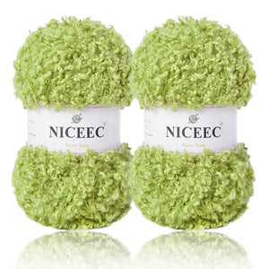 NICEEC 2 Skeins Teddy Fur Yarn Super Soft Yarn Chunky Fluffy Faux Fur Yarn Fuzzy Yarn Eyelash Yarn for Crochet Knit -Total Length 2×50m(2×55yds,3.53oz×2)