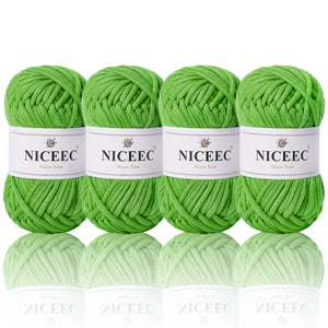 NICEEC 4 Skeins Crochet Yarn Soft Knitting Yarn for Beginners Cotton-Nylon Blend Yarn Easy-Use Yarn for Starters Crochet Kit Making Yarn for DIY Craft Total Length 4×55yds(4×1.76oz)