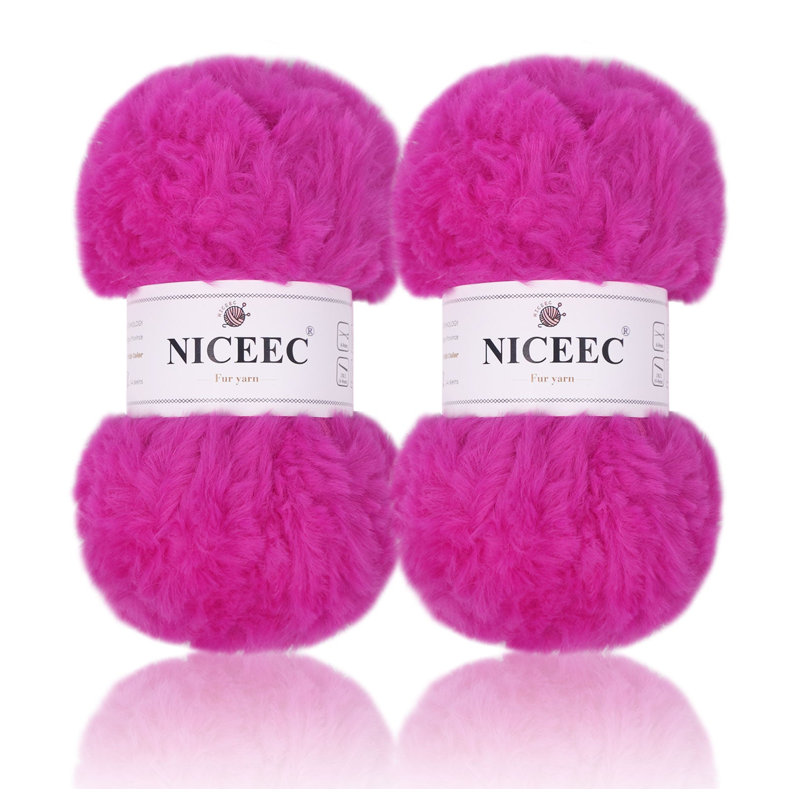 NICEEC - 2 madejas de hilo de pelo sintético supersuave, grueso y esponjoso, para tejer a crochet - Longitud total: 2 x 32 m (2 x 35 yardas, 50 g x 2) 