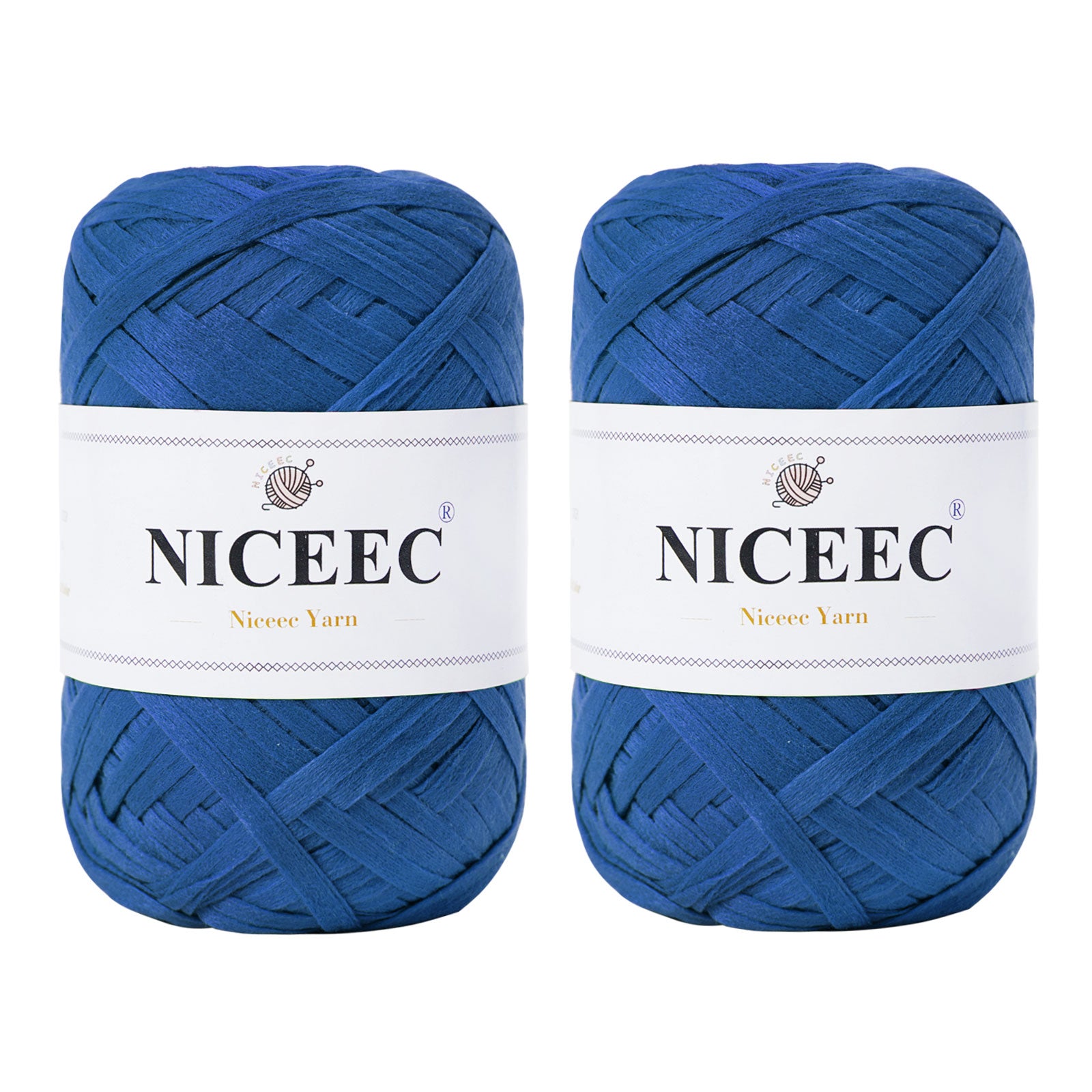 NICEEC - 2 madejas de hilo de cinta suave para crochet, papel artesanal, rafia fácil de crochet, cinta para manualidades y envoltura de regalos, longitud total: 1.76 oz × 2/109 yds × 2 - Morado rosado 