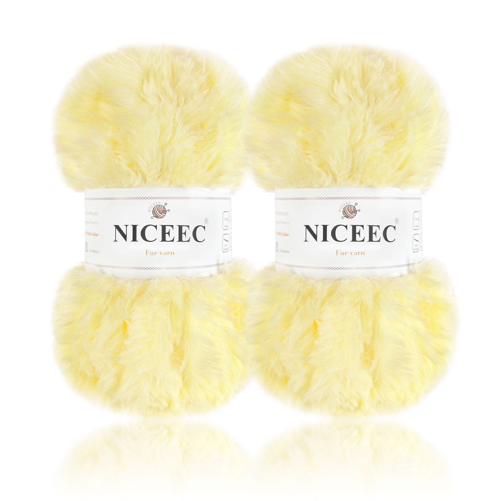 NICEEC - 2 madejas de hilo de pelo sintético supersuave, grueso y esponjoso, para tejer a crochet - Longitud total: 2 x 32 m (2 x 35 yardas, 50 g x 2) 