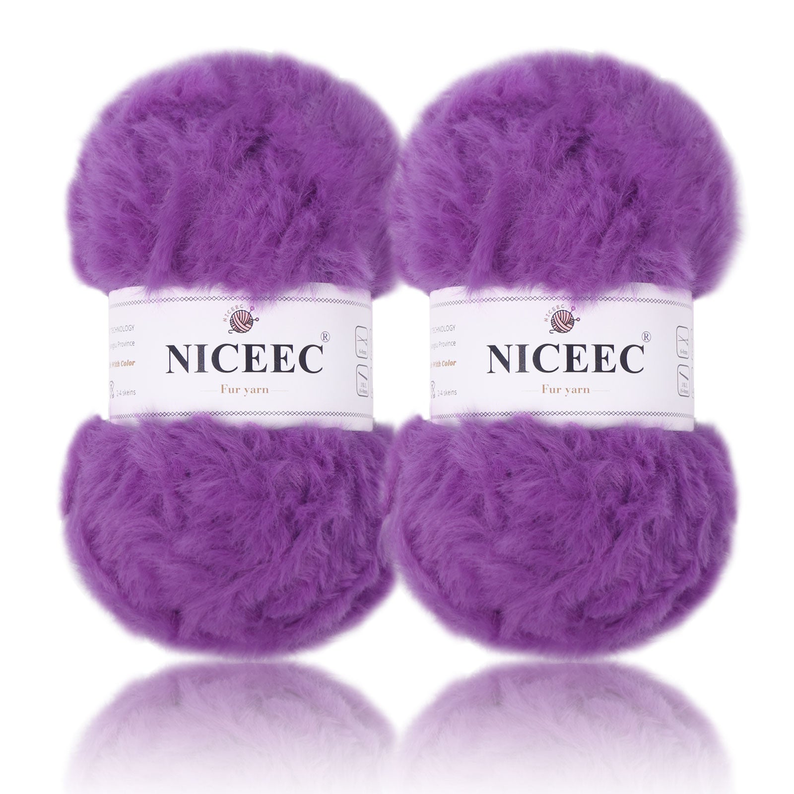 NICEEC - 2 madejas de hilo de pelo sintético supersuave, grueso y esponjoso, para tejer a crochet - Longitud total: 2 x 32 m (2 x 35 yardas, 50 g x 2) 