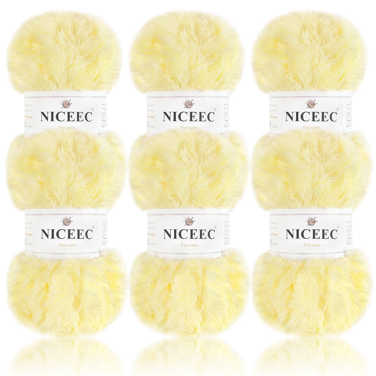 NICEEC - 2 madejas de hilo de pelo sintético supersuave, grueso y esponjoso, para tejer a crochet - Longitud total: 2 x 32 m (2 x 35 yardas, 50 g x 2) 