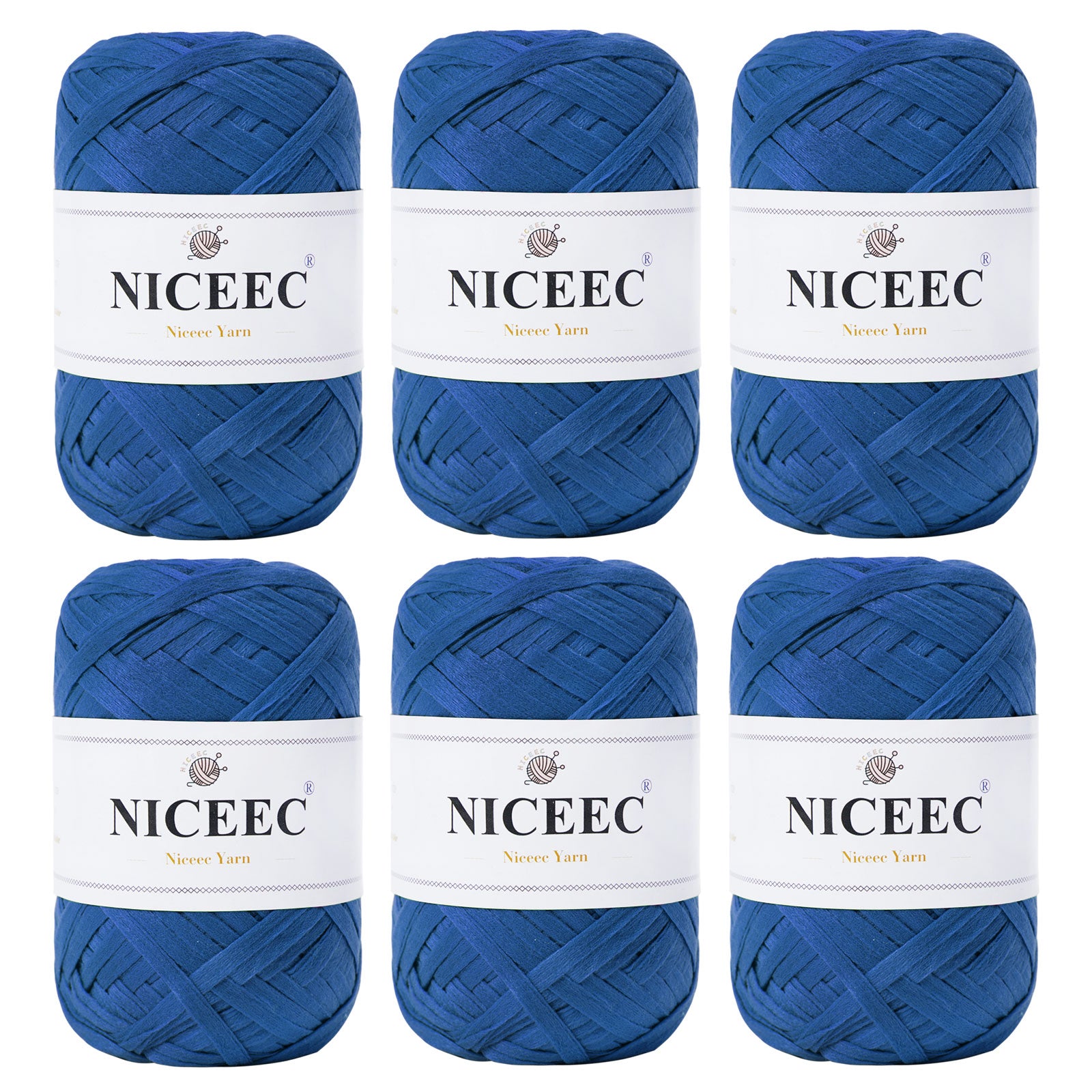 NICEEC - 6 madejas de hilo de cinta suave para crochet, papel artesanal, rafia fácil de crochet, cinta para manualidades y envoltura de regalos (longitud total: 1,76 oz × 6/109 yds × 6 - caqui) 