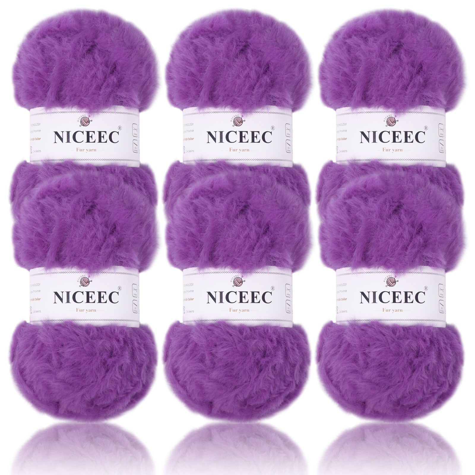 NICEEC - 2 madejas de hilo de pelo sintético supersuave, grueso y esponjoso, para tejer a crochet - Longitud total: 2 x 32 m (2 x 35 yardas, 50 g x 2) 