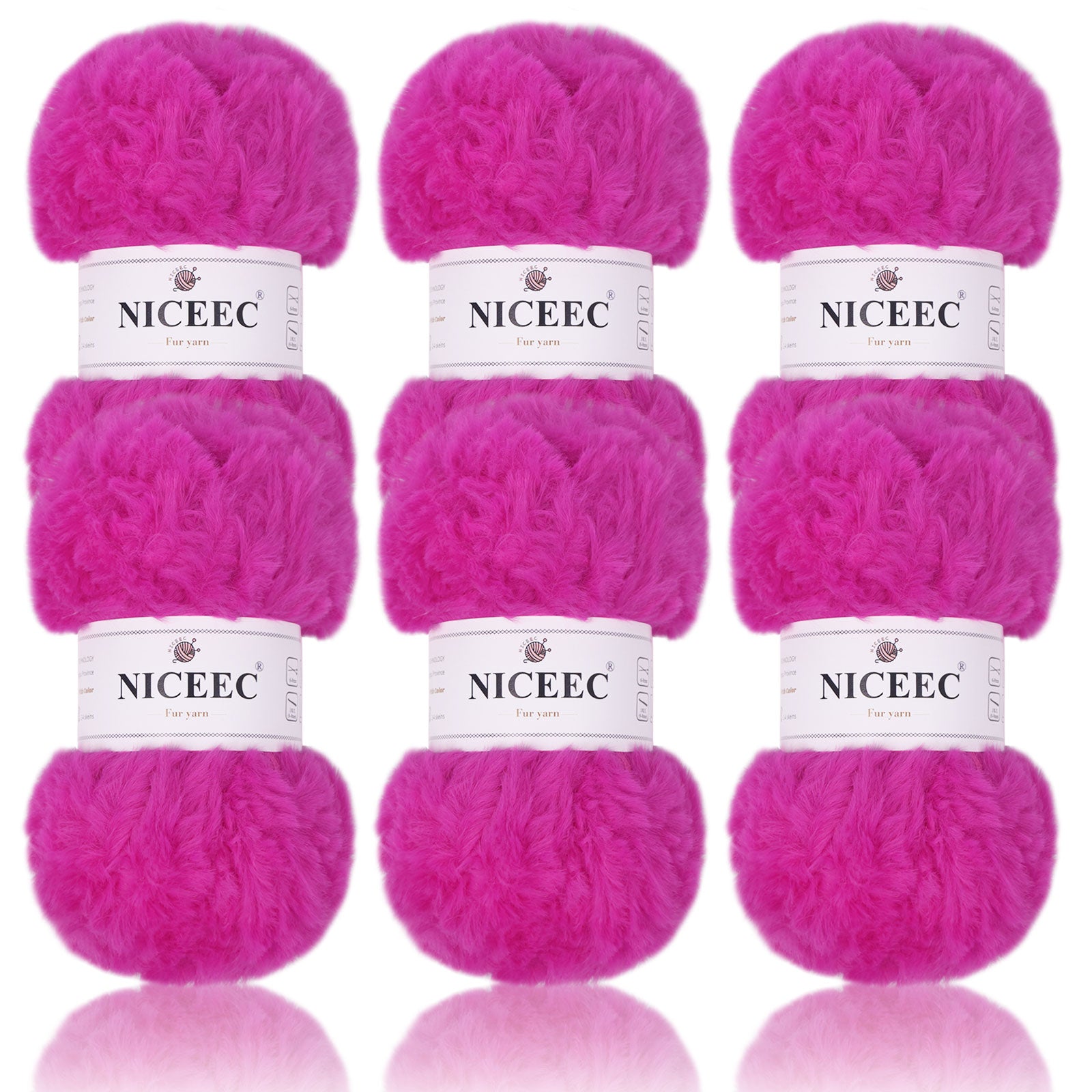 NICEEC - 2 madejas de hilo de pelo sintético supersuave, grueso y esponjoso, para tejer a crochet - Longitud total: 2 x 32 m (2 x 35 yardas, 50 g x 2) 