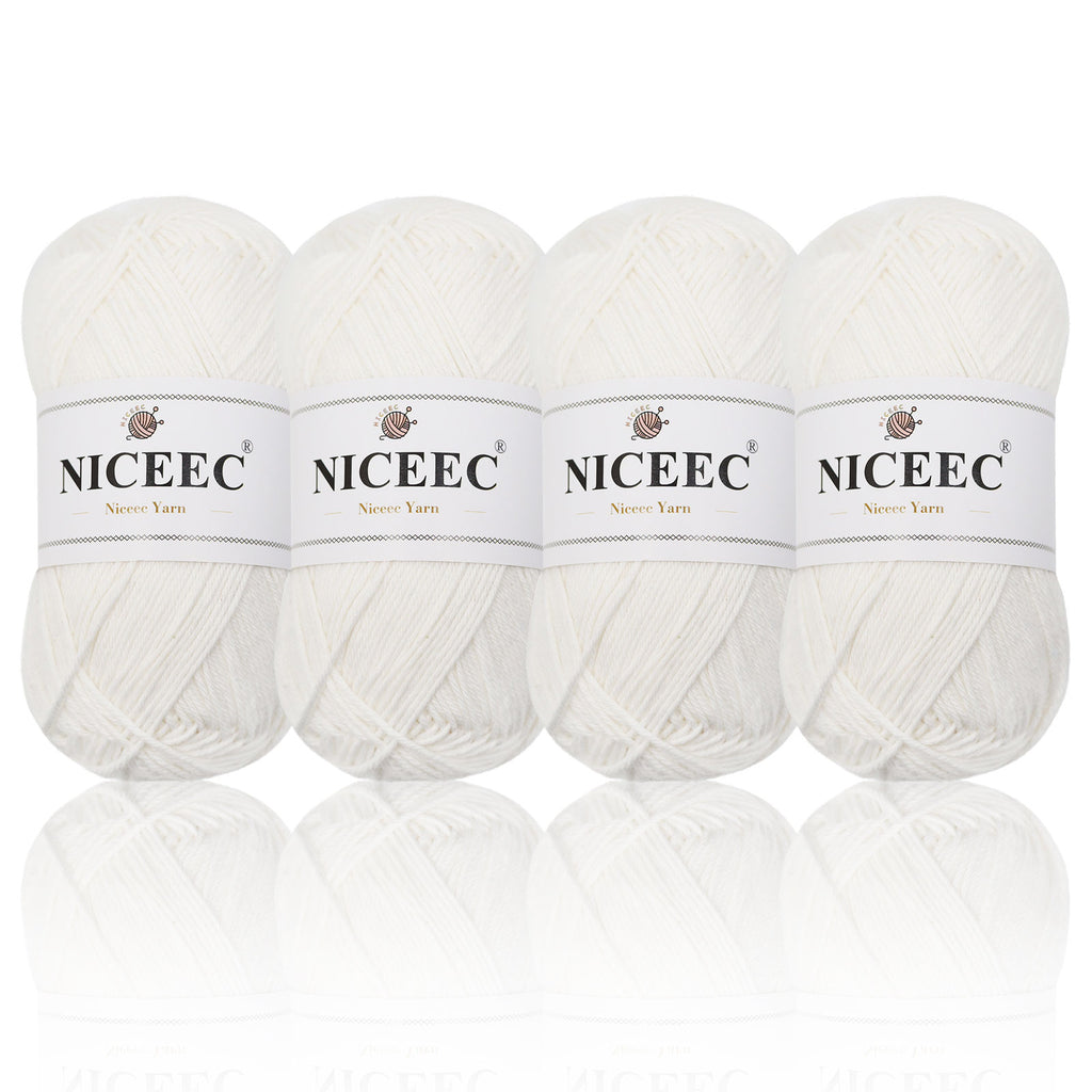 NICEEC - 4 madejas de hilo suave para bebé, 100 % algodón, para crochet, 4 capas, para mantas, manualidades, grosor de hilo, longitud total: 4 x 175 yardas/4 x 50 g 