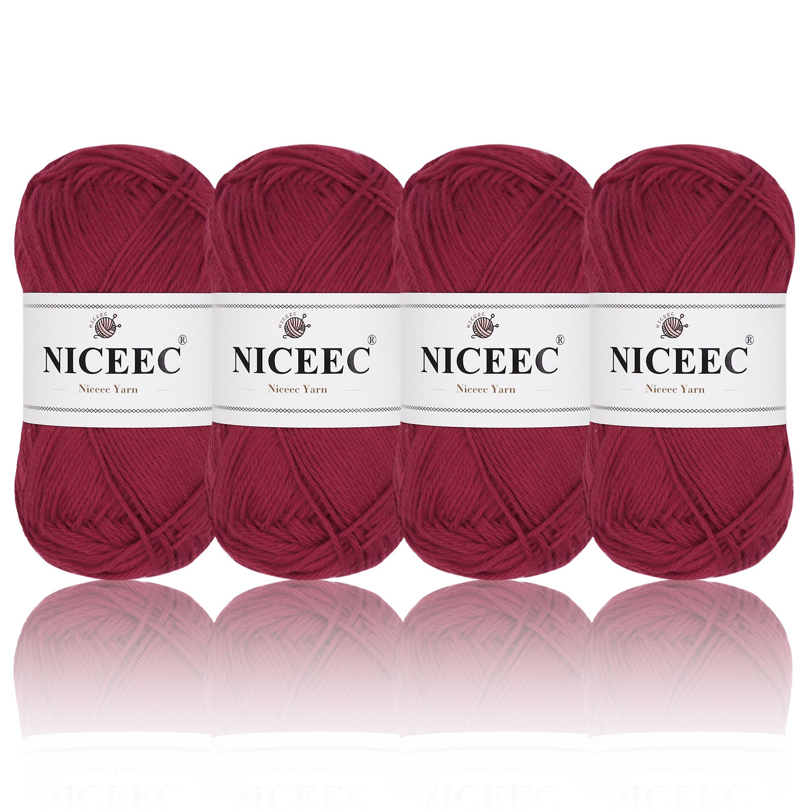 NICEEC - 4 madejas de hilo suave para bebé, 100 % algodón, para crochet, 4 capas, para mantas, manualidades, grosor de hilo, longitud total: 4 x 175 yardas/4 x 50 g 