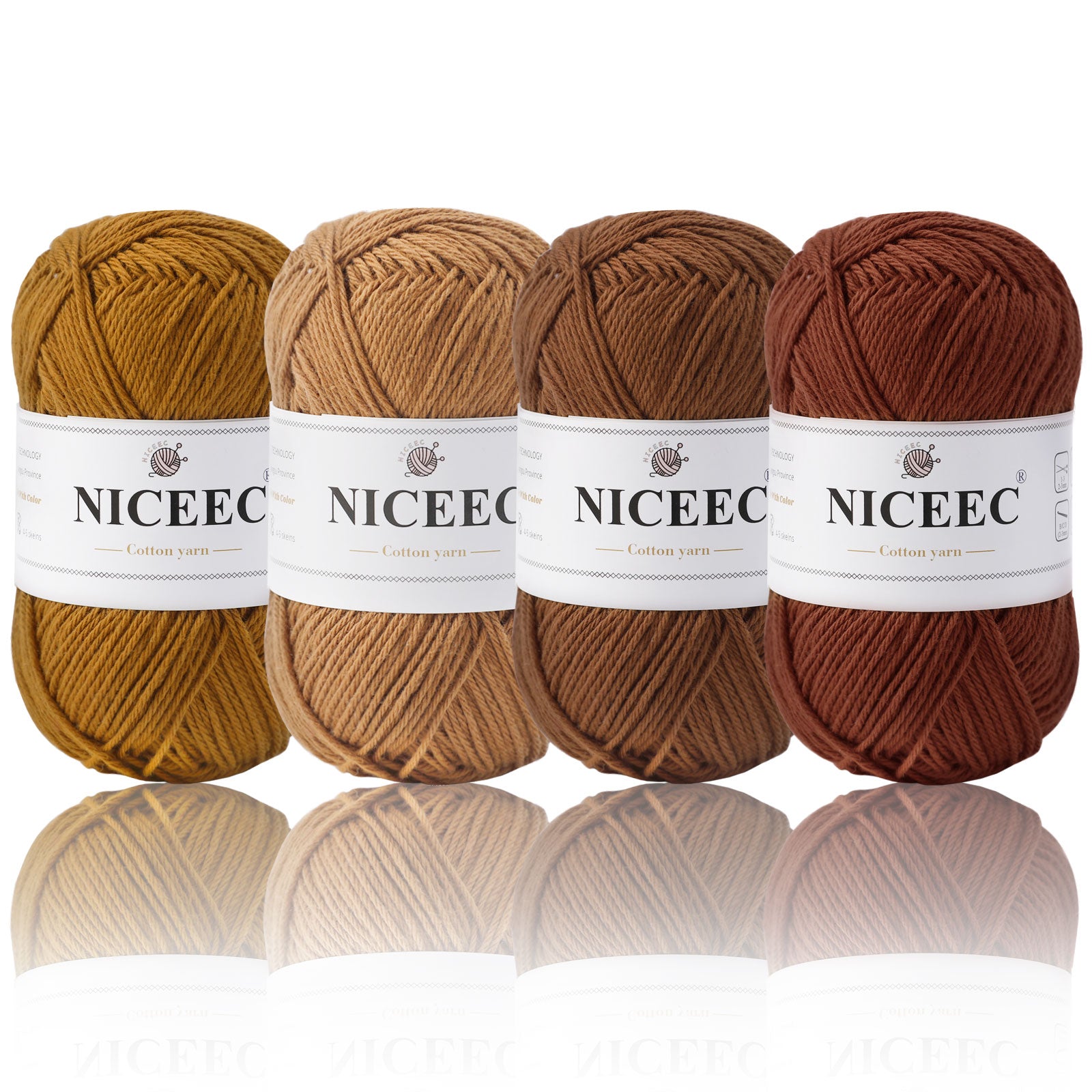 NICEEC - 4 madejas de hilo suave para bebé, 100 % algodón, para crochet, 4 capas, para mantas, manualidades, grosor de hilo, longitud total: 4 x 175 yardas/4 x 50 g 
