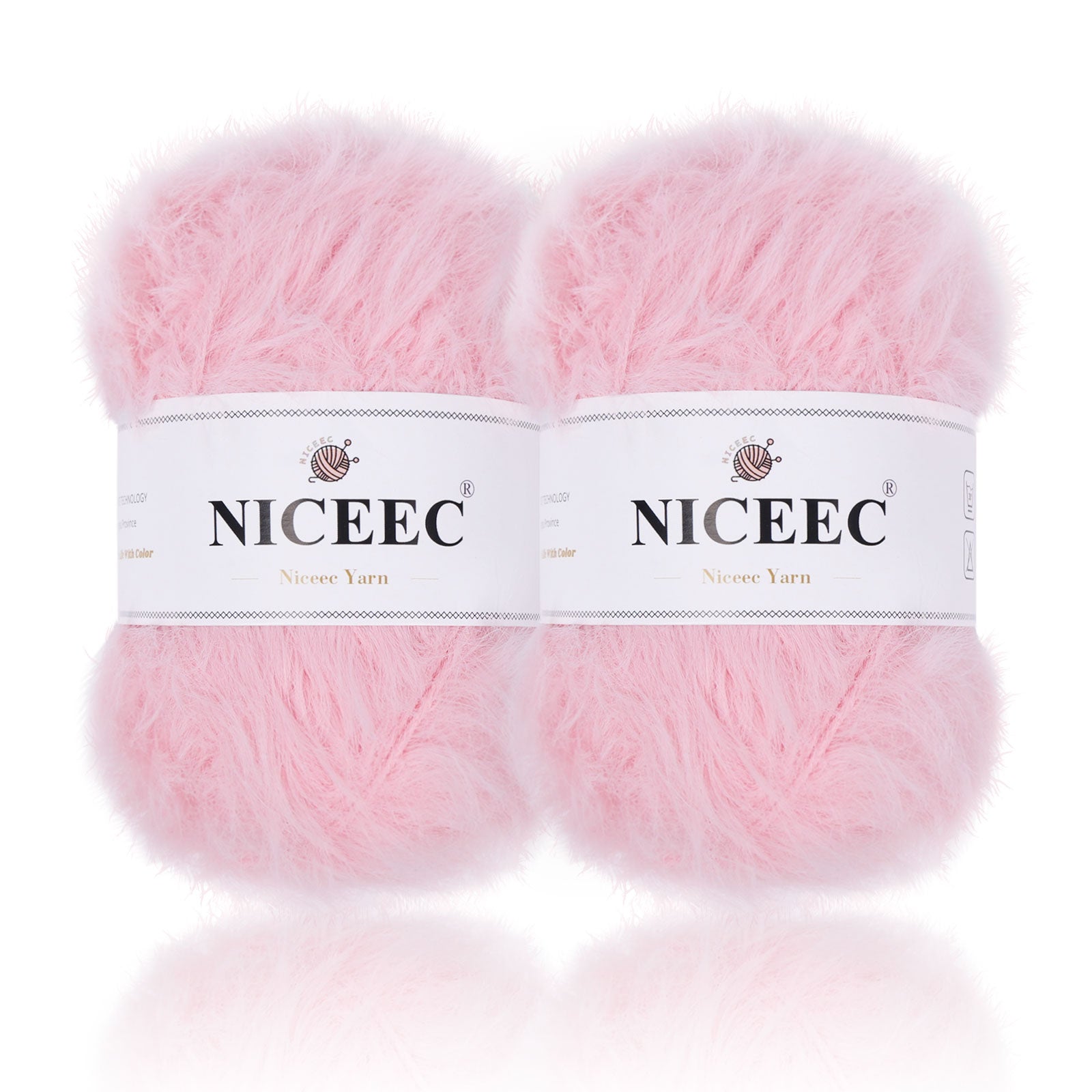 NICEEC 2 Skeins Super Soft Fluffy Yarn, Chunky, Faux Fur, 100% Nylon, Long Pile & Fuzzy, Eyelash Yarn for Crochet & Knit, Total 7.05oz/416yds