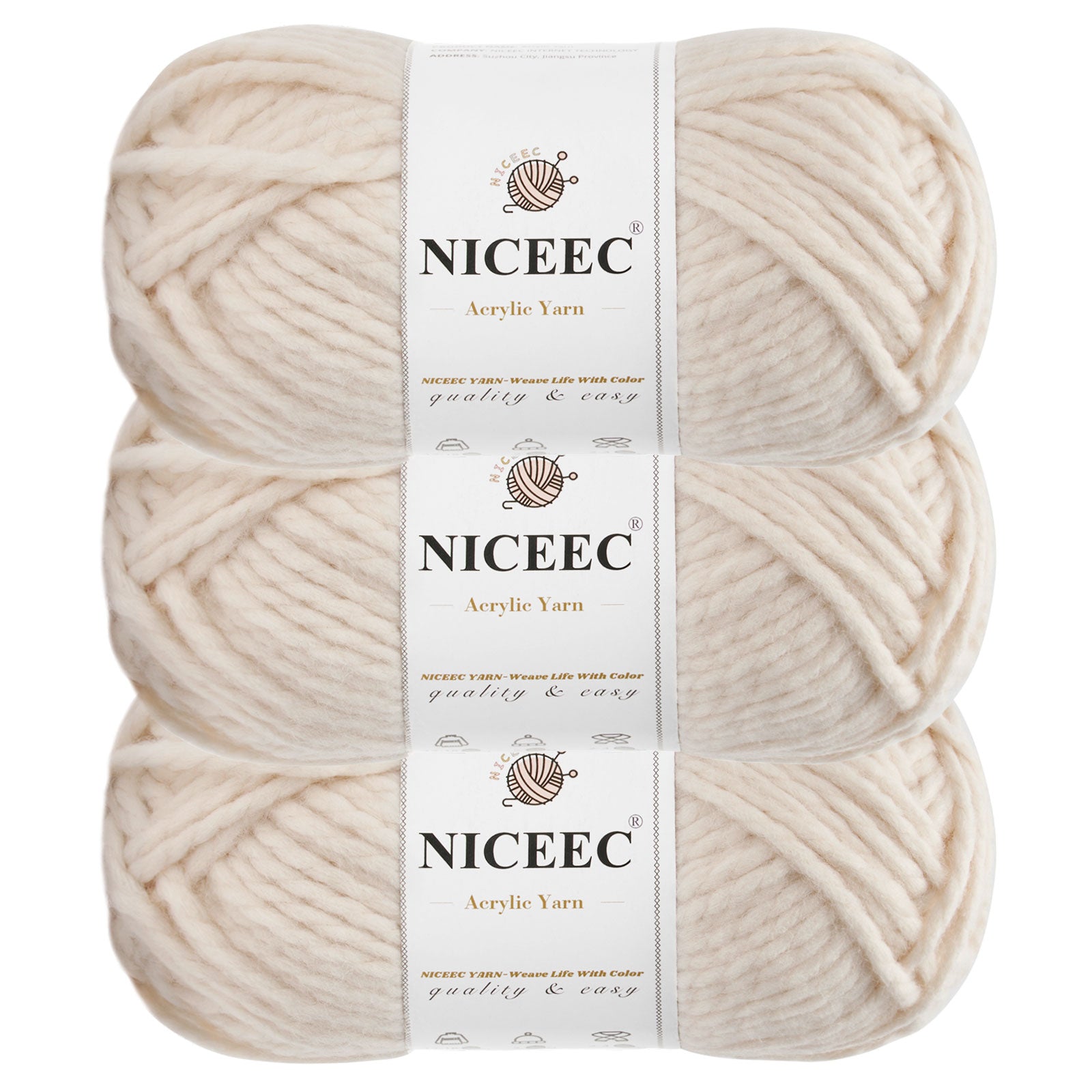 NICEEC 3 Skeins Colorful Acrylic Yarn Soft Quality Yarn Bulky Weight Yarn Multicolored Yarn for Crochet Knit -Total Length 3×120 yds/3×5.3oz