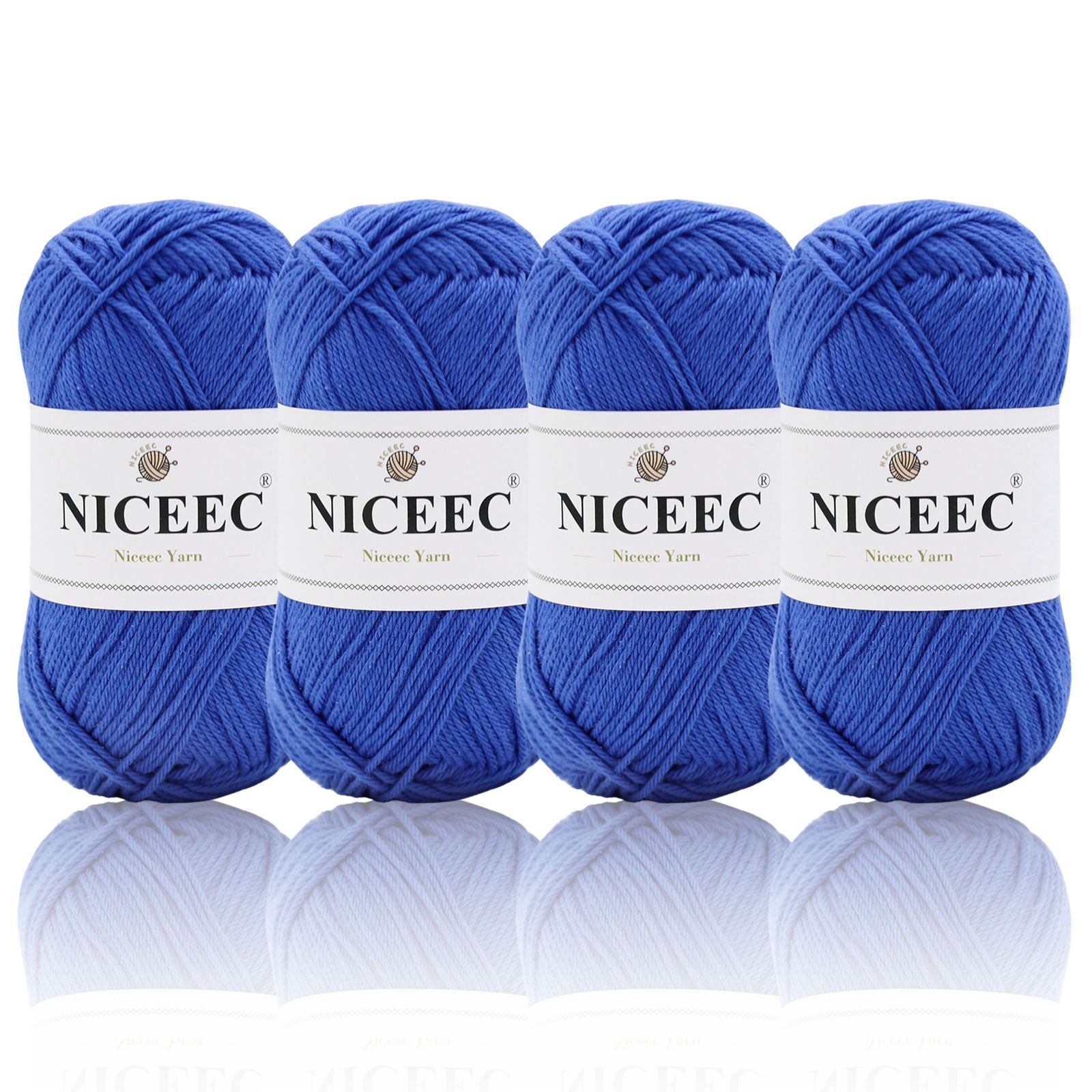 NICEEC - 4 madejas de hilo suave para bebé, 100 % algodón, para crochet, 4 capas, para mantas, manualidades, grosor de hilo, longitud total: 4 x 175 yardas/4 x 50 g 