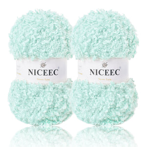 NICEEC 2 Skeins Teddy Fur Yarn Super Soft Yarn Chunky Fluffy Faux Fur Yarn Fuzzy Yarn Eyelash Yarn for Crochet Knit -Total Length 2×50m(2×55yds,3.53oz×2)