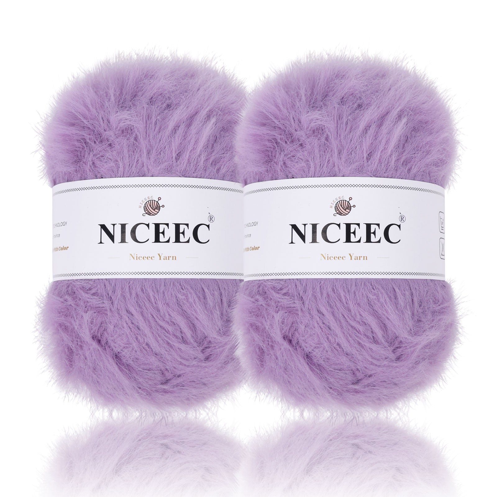 NICEEC 2 Skeins Super Soft Fluffy Yarn, Chunky, Faux Fur, 100% Nylon, Long Pile & Fuzzy, Eyelash Yarn for Crochet & Knit, Total 7.05oz/416yds
