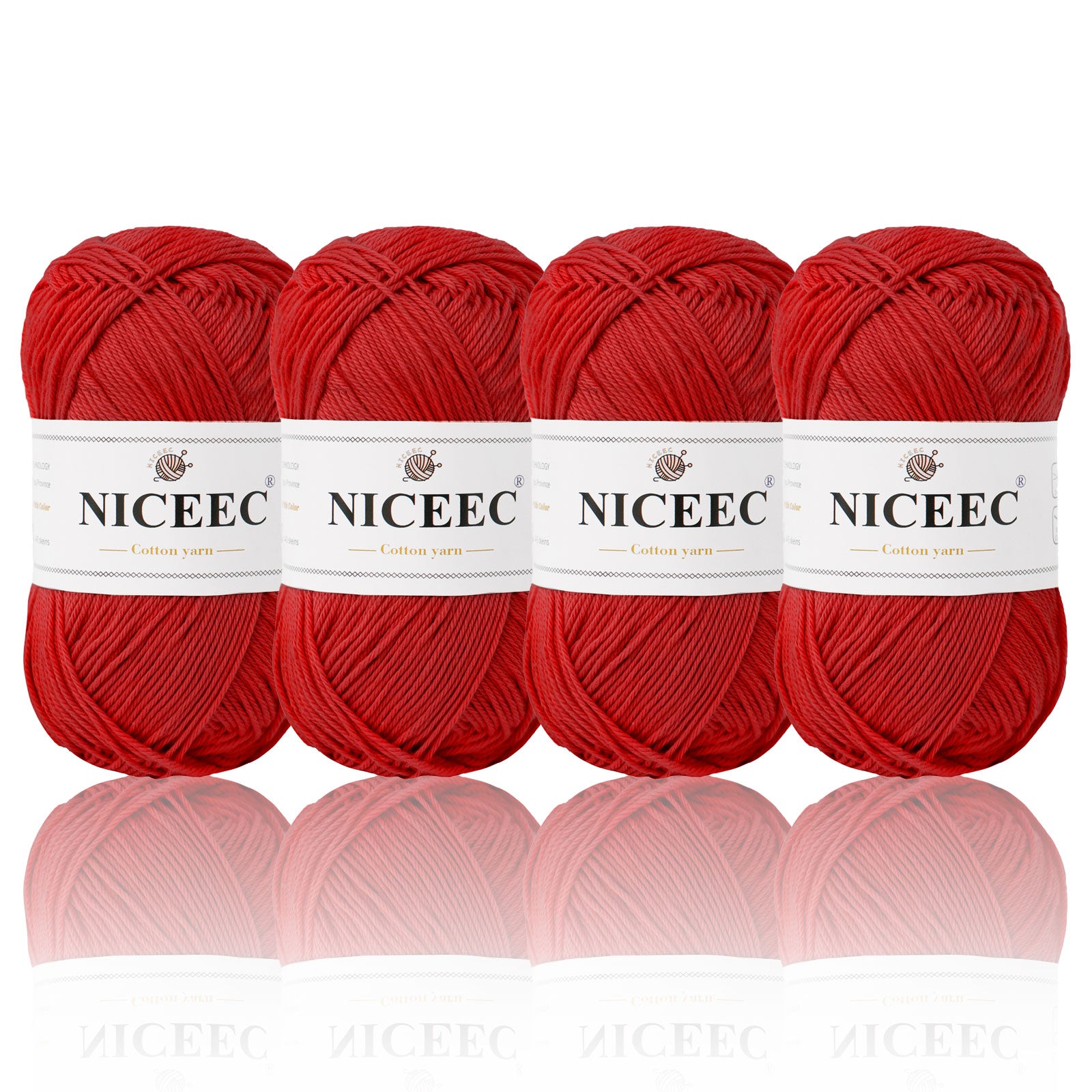 NICEEC - 4 madejas de hilo suave para bebé, 100 % algodón, para crochet, 4 capas, para mantas, manualidades, grosor de hilo, longitud total: 4 x 175 yardas/4 x 50 g 