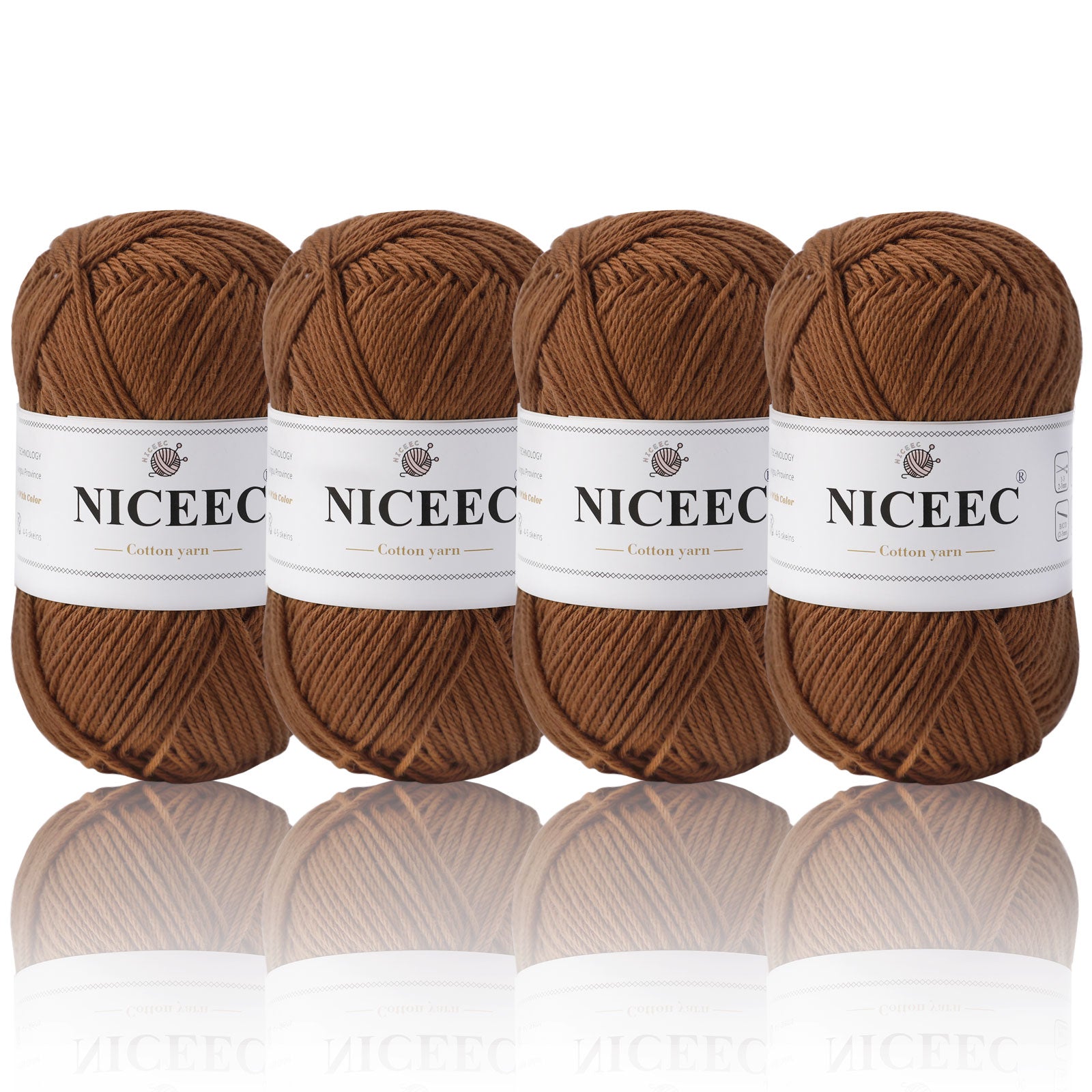 NICEEC - 4 madejas de hilo suave para bebé, 100 % algodón, para crochet, 4 capas, para mantas, manualidades, grosor de hilo, longitud total: 4 x 175 yardas/4 x 50 g 