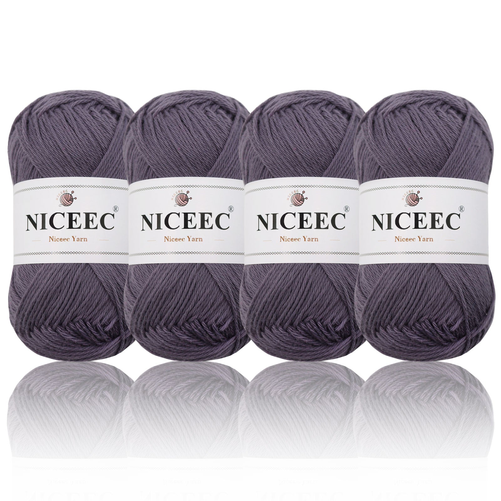 NICEEC - 4 madejas de hilo suave para bebé, 100 % algodón, para crochet, 4 capas, para mantas, manualidades, grosor de hilo, longitud total: 4 x 175 yardas/4 x 50 g 