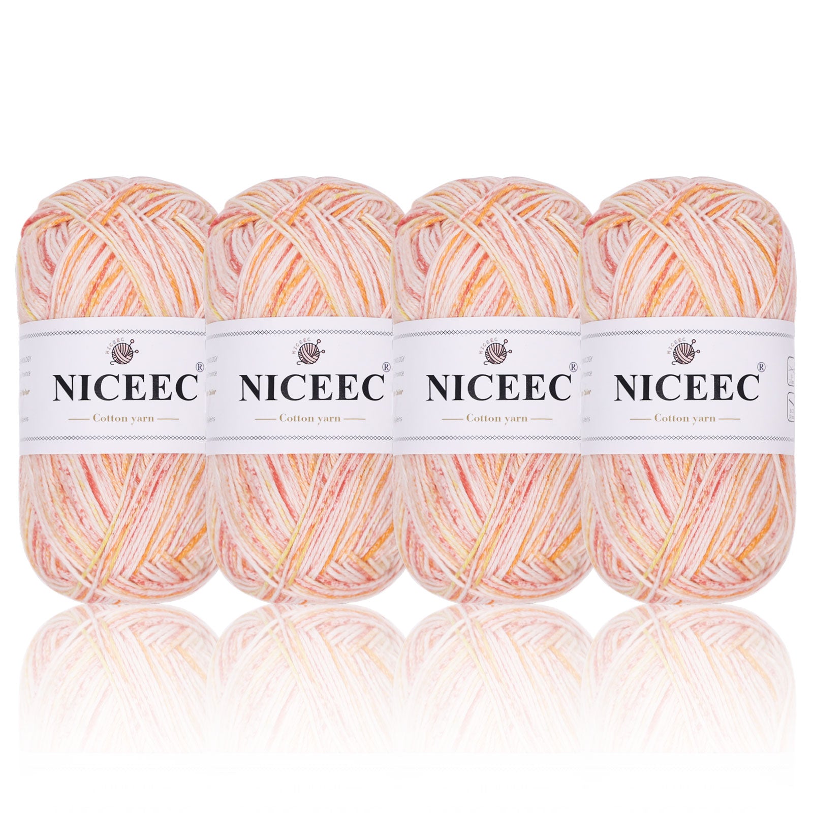 NICEEC - 4 madejas de hilo suave para bebé, 100 % algodón, para crochet, 4 capas, para mantas, manualidades, grosor de hilo, longitud total: 4 x 175 yardas/4 x 50 g 