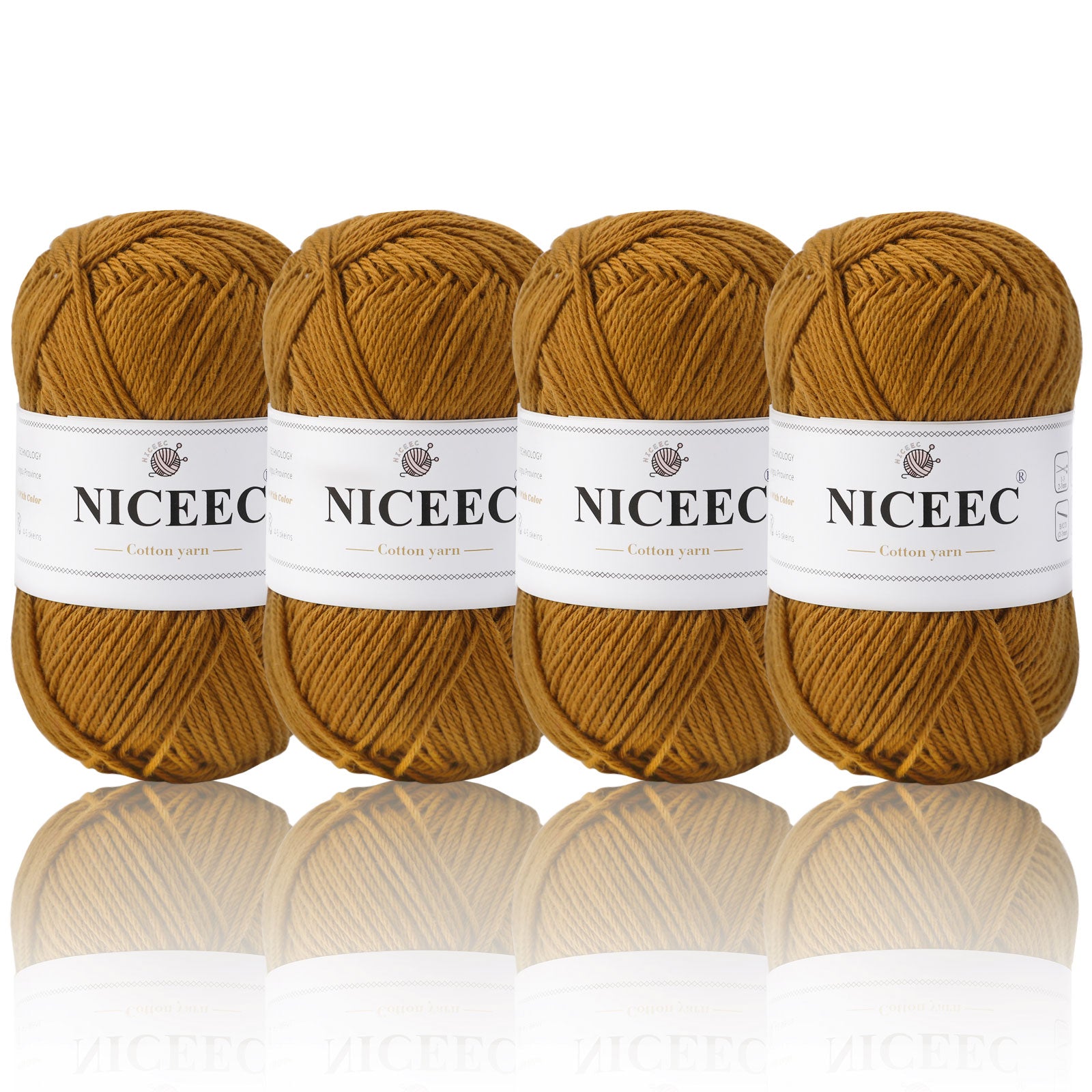 NICEEC - 4 madejas de hilo suave para bebé, 100 % algodón, para crochet, 4 capas, para mantas, manualidades, grosor de hilo, longitud total: 4 x 175 yardas/4 x 50 g 
