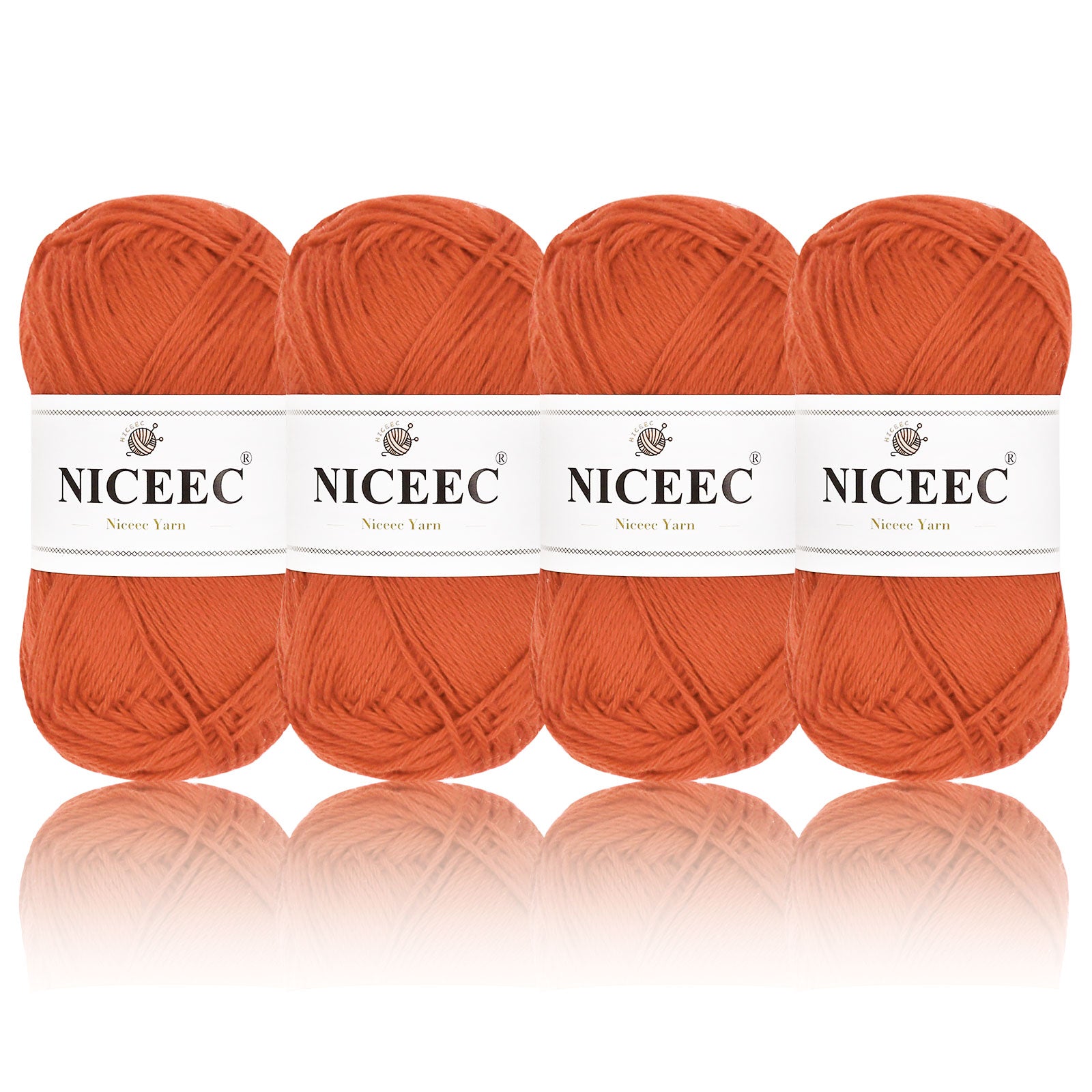 NICEEC - 4 madejas de hilo suave para bebé, 100 % algodón, para crochet, 4 capas, para mantas, manualidades, grosor de hilo, longitud total: 4 x 175 yardas/4 x 50 g 