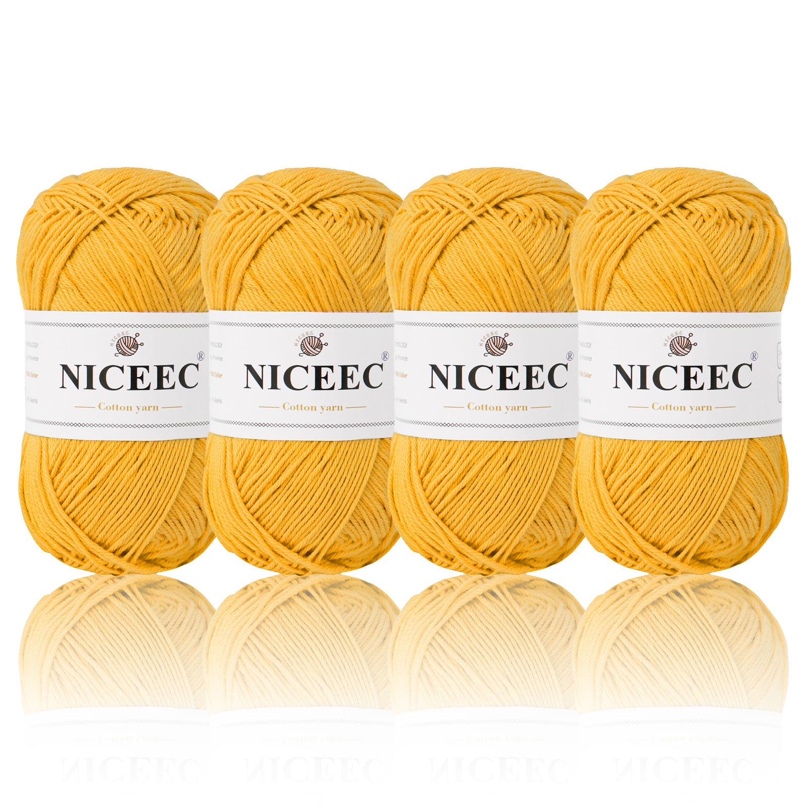 NICEEC - 4 madejas de hilo suave para bebé, 100 % algodón, para crochet, 4 capas, para mantas, manualidades, grosor de hilo, longitud total: 4 x 175 yardas/4 x 50 g 