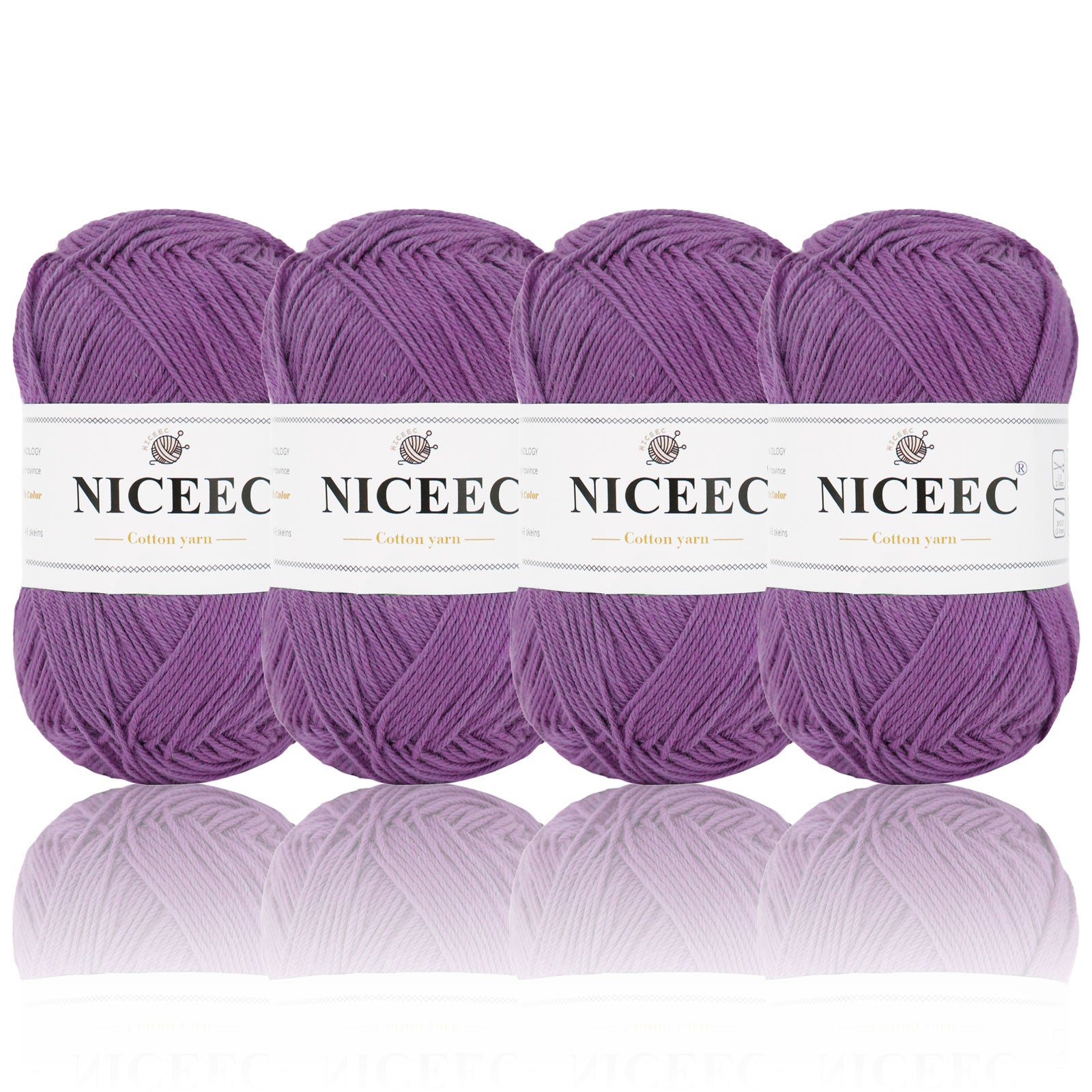 NICEEC - 4 madejas de hilo suave para bebé, 100 % algodón, para crochet, 4 capas, para mantas, manualidades, grosor de hilo, longitud total: 4 x 175 yardas/4 x 50 g 